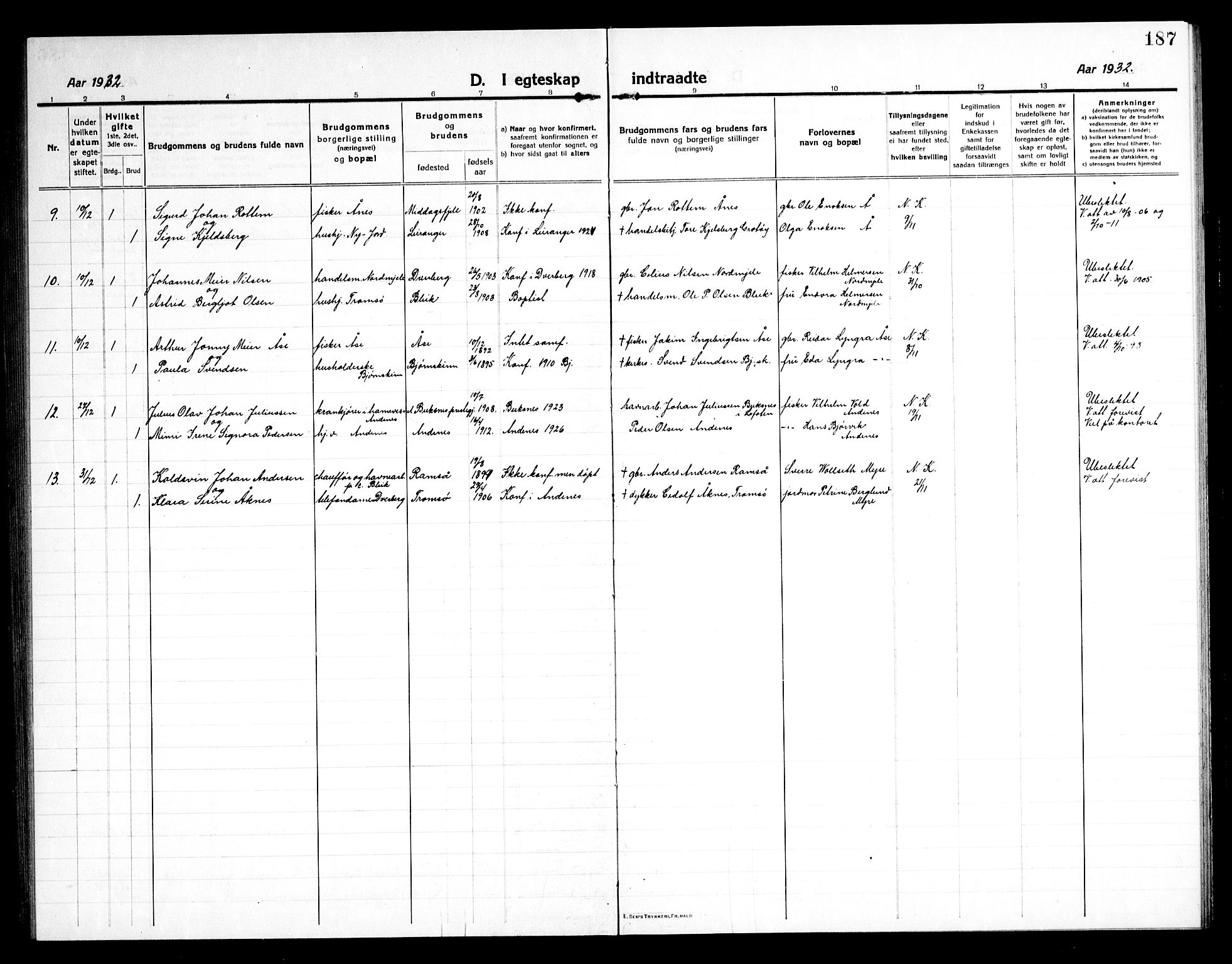 Ministerialprotokoller, klokkerbøker og fødselsregistre - Nordland, AV/SAT-A-1459/897/L1415: Klokkerbok nr. 897C05, 1916-1945, s. 187