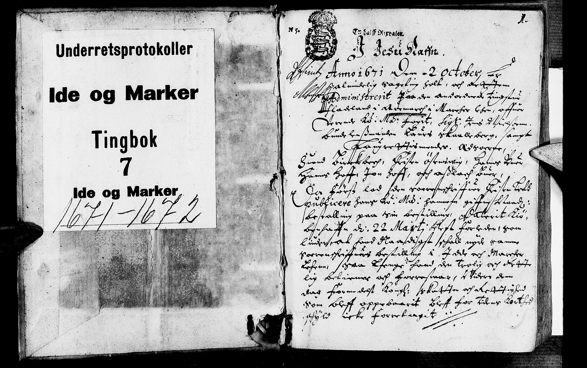 Idd og Marker sorenskriveri, SAO/A-10283/F/Fb/L0012: Tingbok, 1671-1672, s. 0b-1a