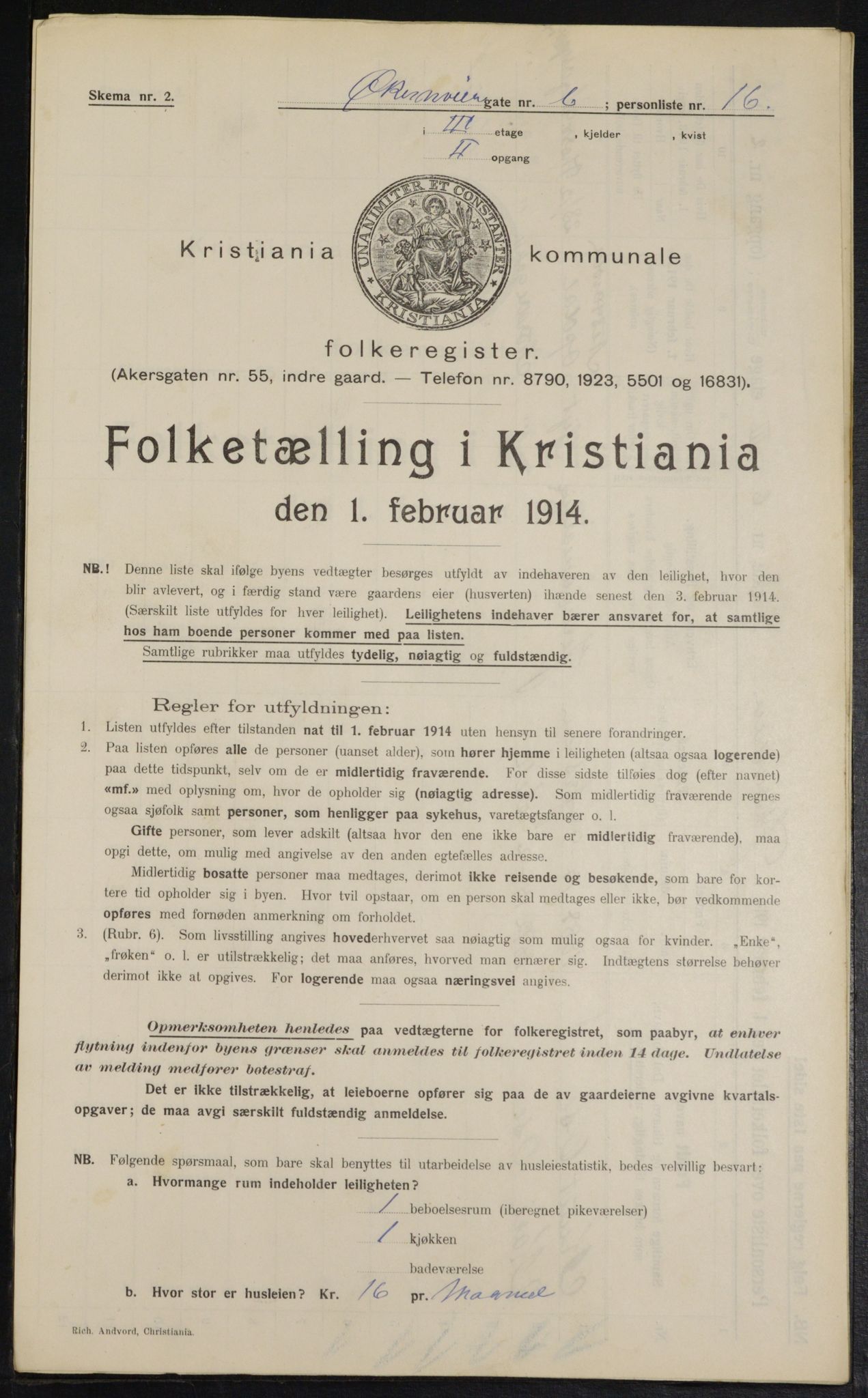 OBA, Kommunal folketelling 1.2.1914 for Kristiania, 1914, s. 129763