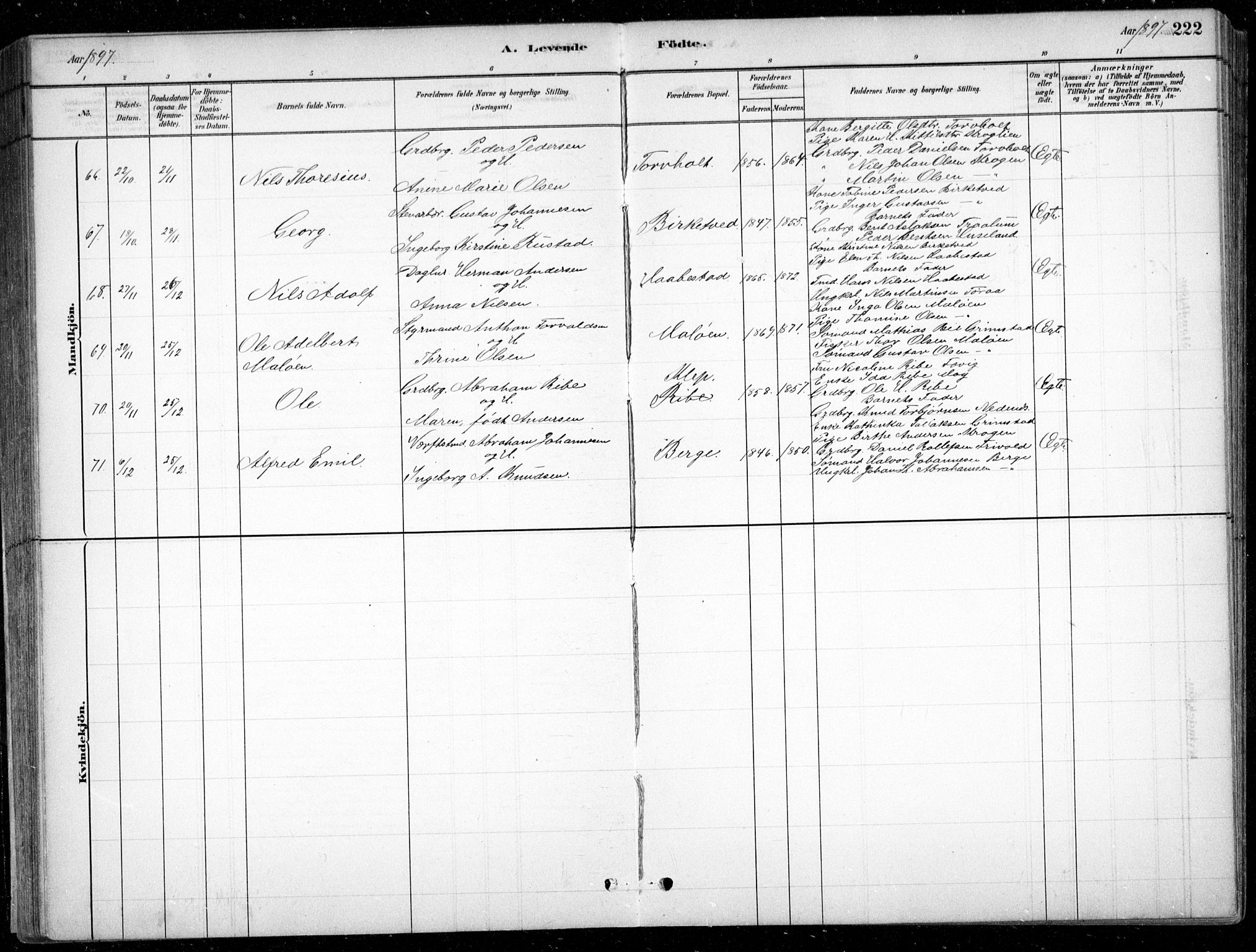 Fjære sokneprestkontor, AV/SAK-1111-0011/F/Fb/L0011: Klokkerbok nr. B 11, 1881-1905, s. 222
