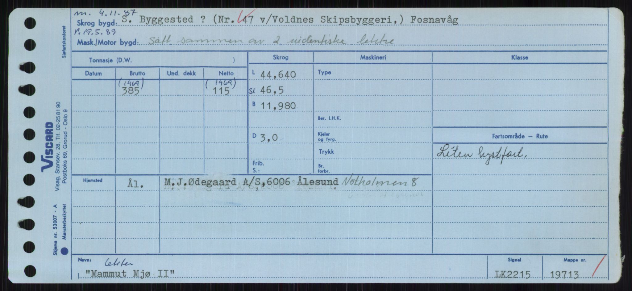 Sjøfartsdirektoratet med forløpere, Skipsmålingen, RA/S-1627/H/Hc/L0001: Lektere, A-Y, s. 301