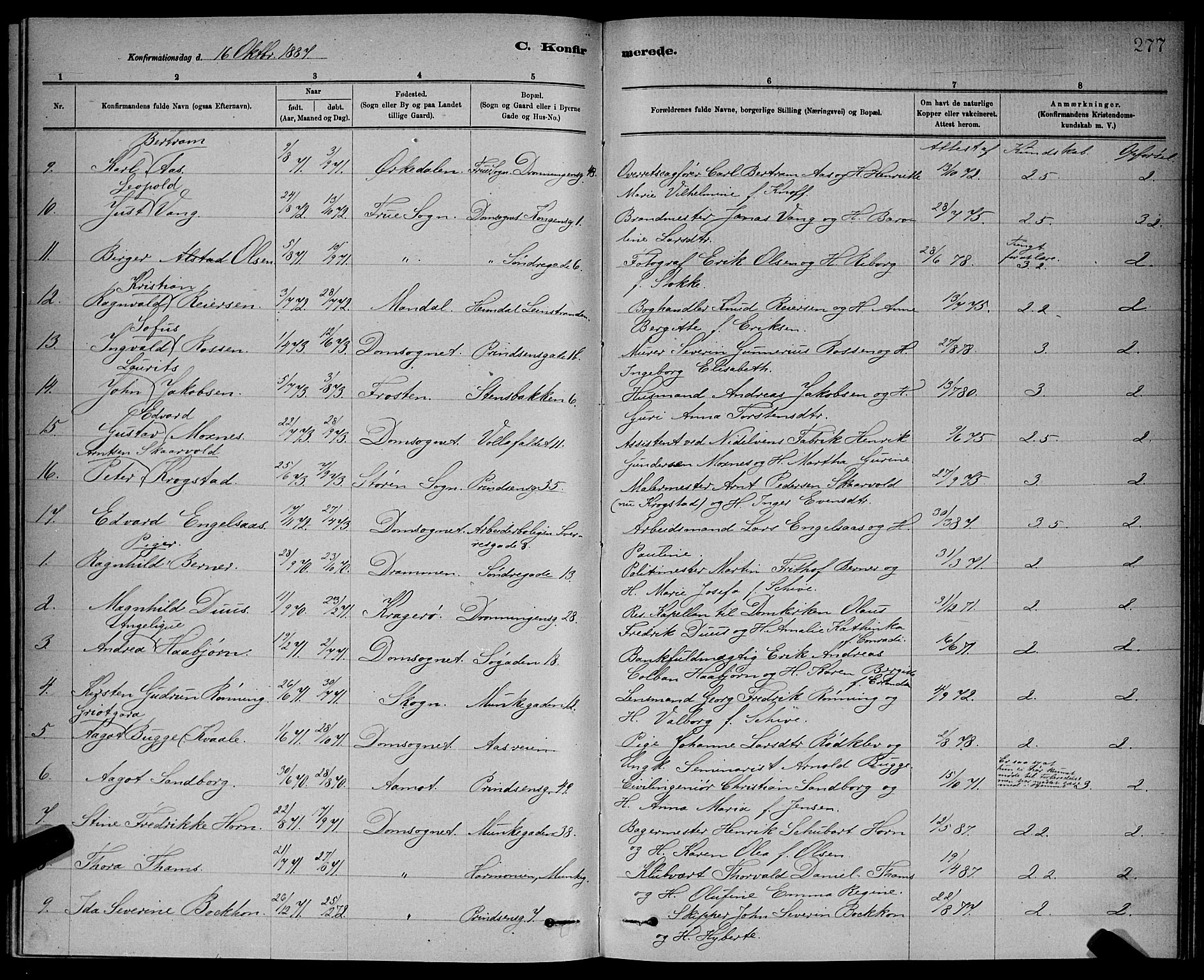 Ministerialprotokoller, klokkerbøker og fødselsregistre - Sør-Trøndelag, SAT/A-1456/601/L0092: Klokkerbok nr. 601C10, 1884-1897, s. 277