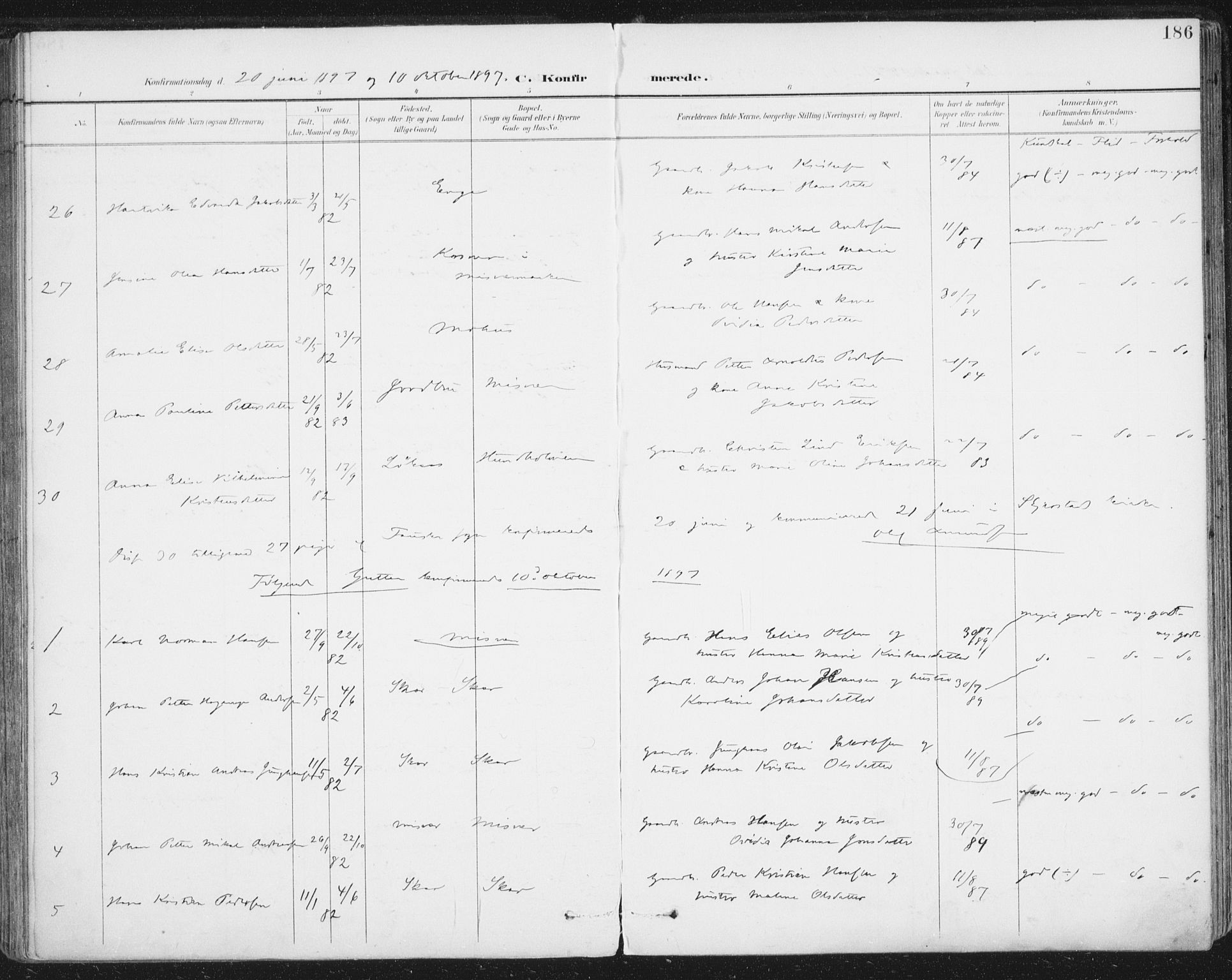 Ministerialprotokoller, klokkerbøker og fødselsregistre - Nordland, AV/SAT-A-1459/852/L0741: Ministerialbok nr. 852A11, 1894-1917, s. 186