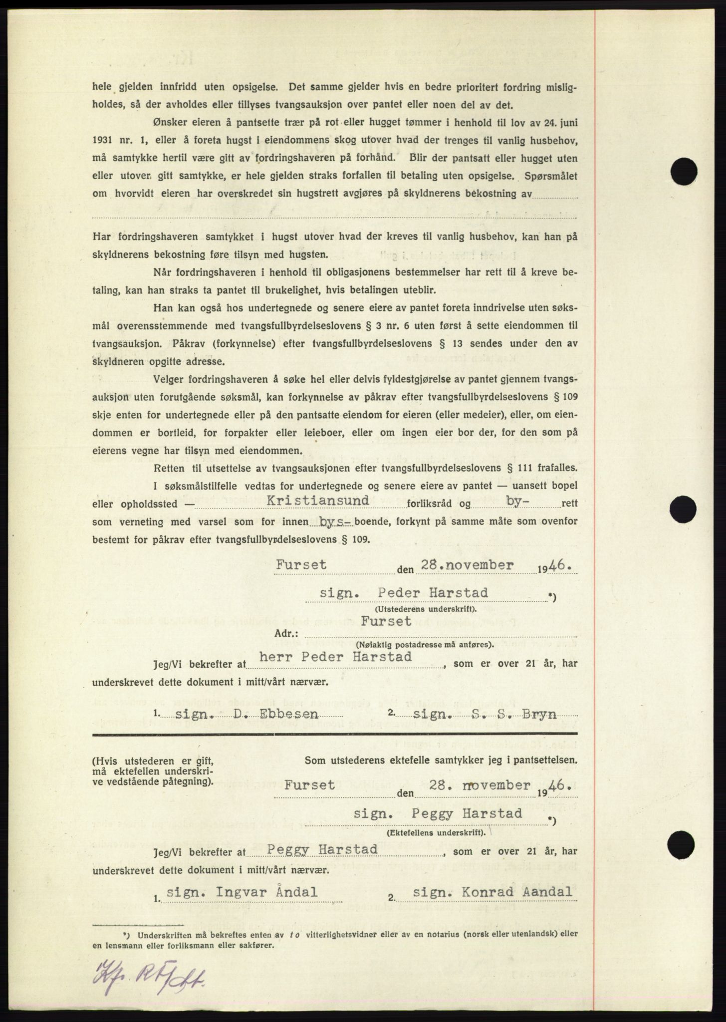 Nordmøre sorenskriveri, AV/SAT-A-4132/1/2/2Ca: Pantebok nr. B95, 1946-1947, Dagboknr: 2513/1946