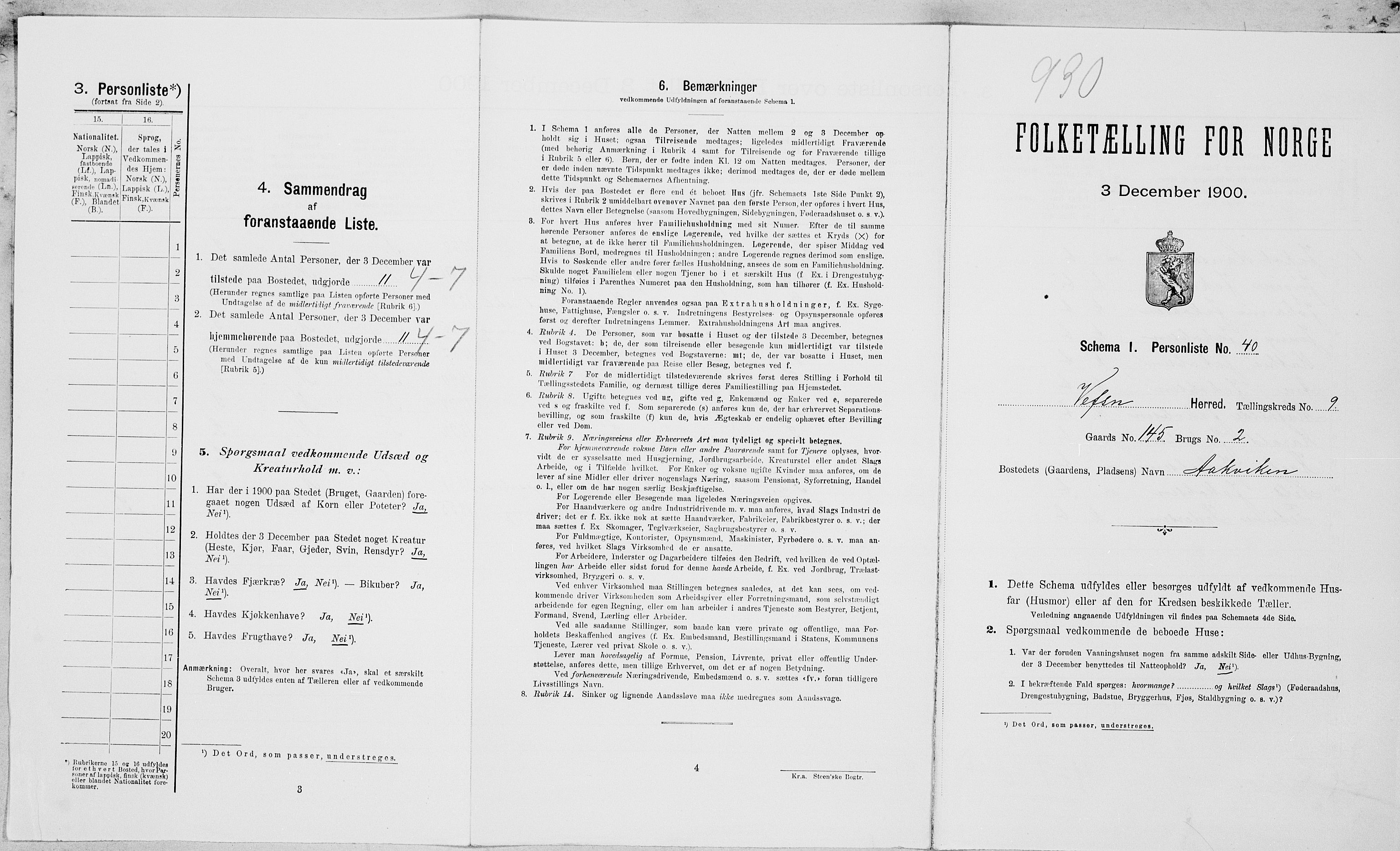 SAT, Folketelling 1900 for 1824 Vefsn herred, 1900, s. 835