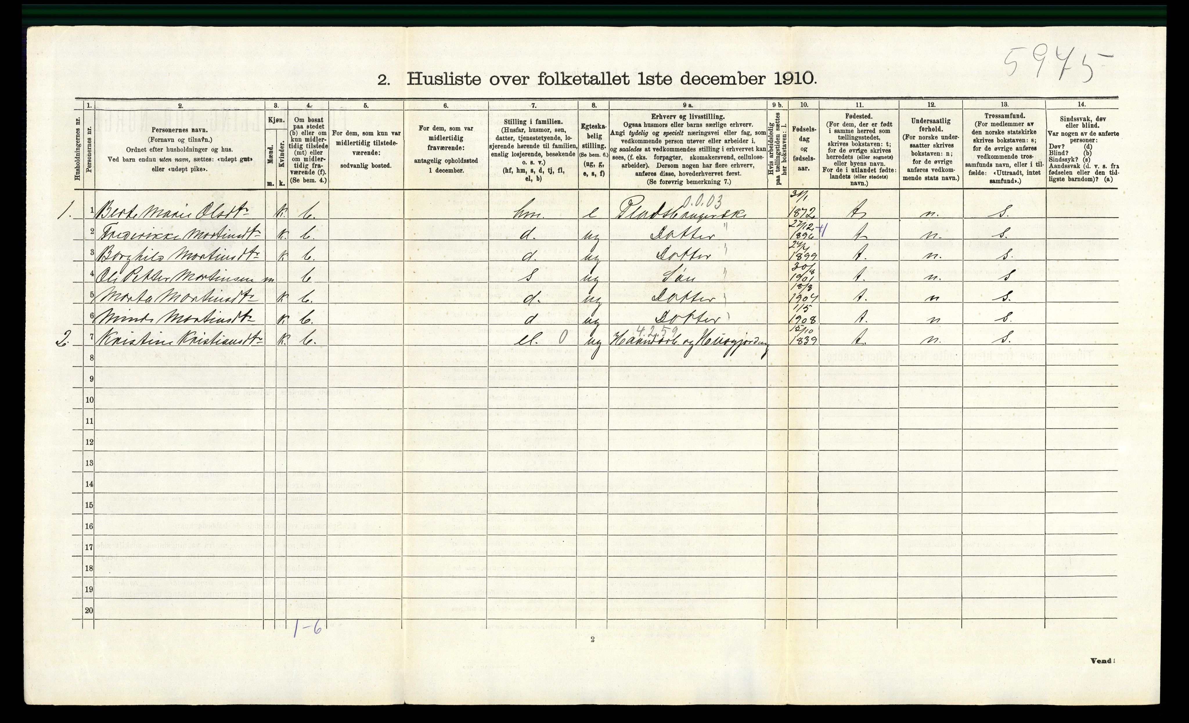 RA, Folketelling 1910 for 0528 Østre Toten herred, 1910, s. 1010