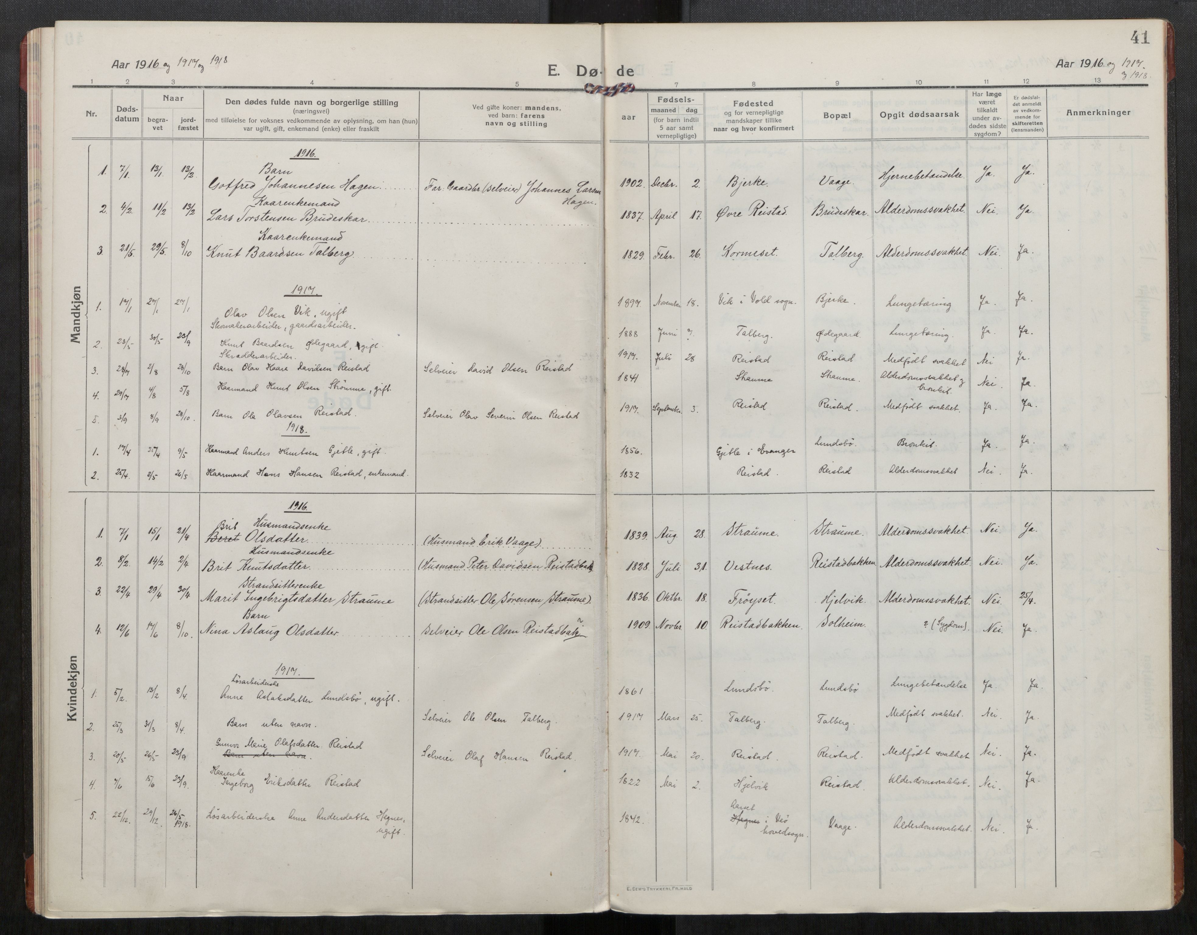 Ministerialprotokoller, klokkerbøker og fødselsregistre - Møre og Romsdal, SAT/A-1454/550/L0622: Ministerialbok nr. 550A02, 1916-1931, s. 41