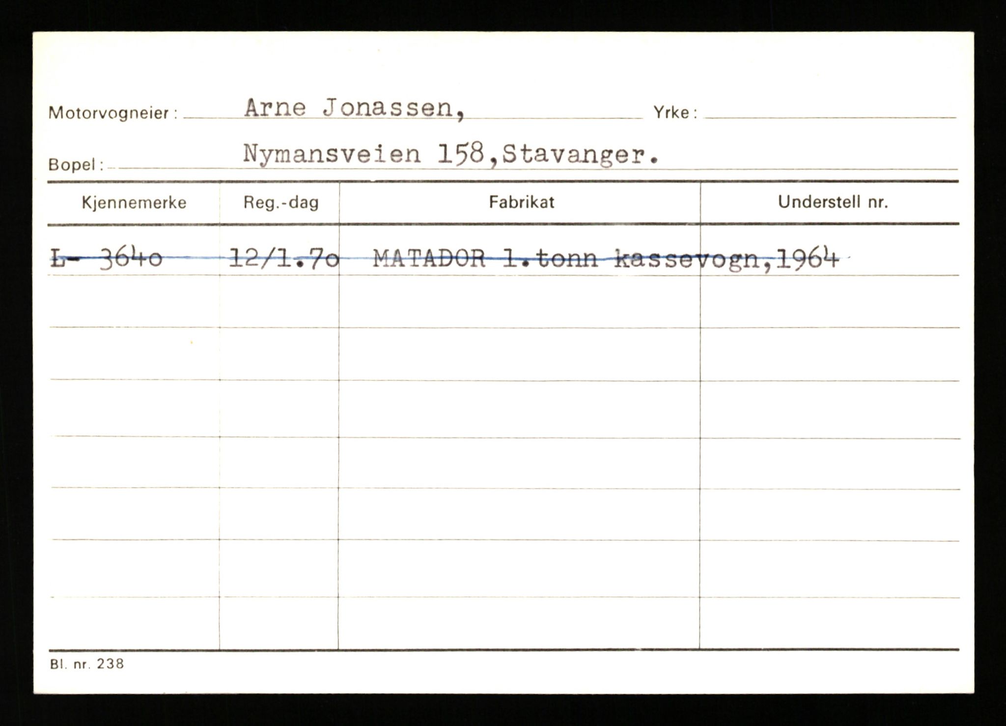 Stavanger trafikkstasjon, SAST/A-101942/0/H/L0019: Jonassen - Kersbergen, 1930-1971, s. 23