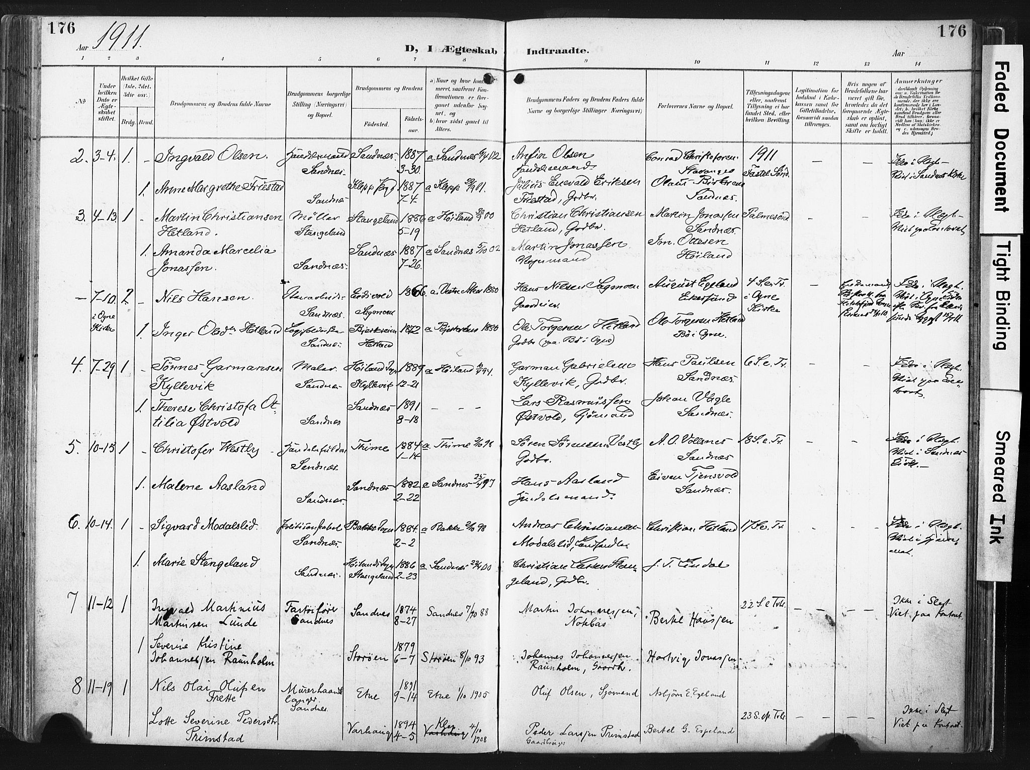 Høyland sokneprestkontor, AV/SAST-A-101799/001/30BA/L0016: Ministerialbok nr. A 16, 1899-1911, s. 176
