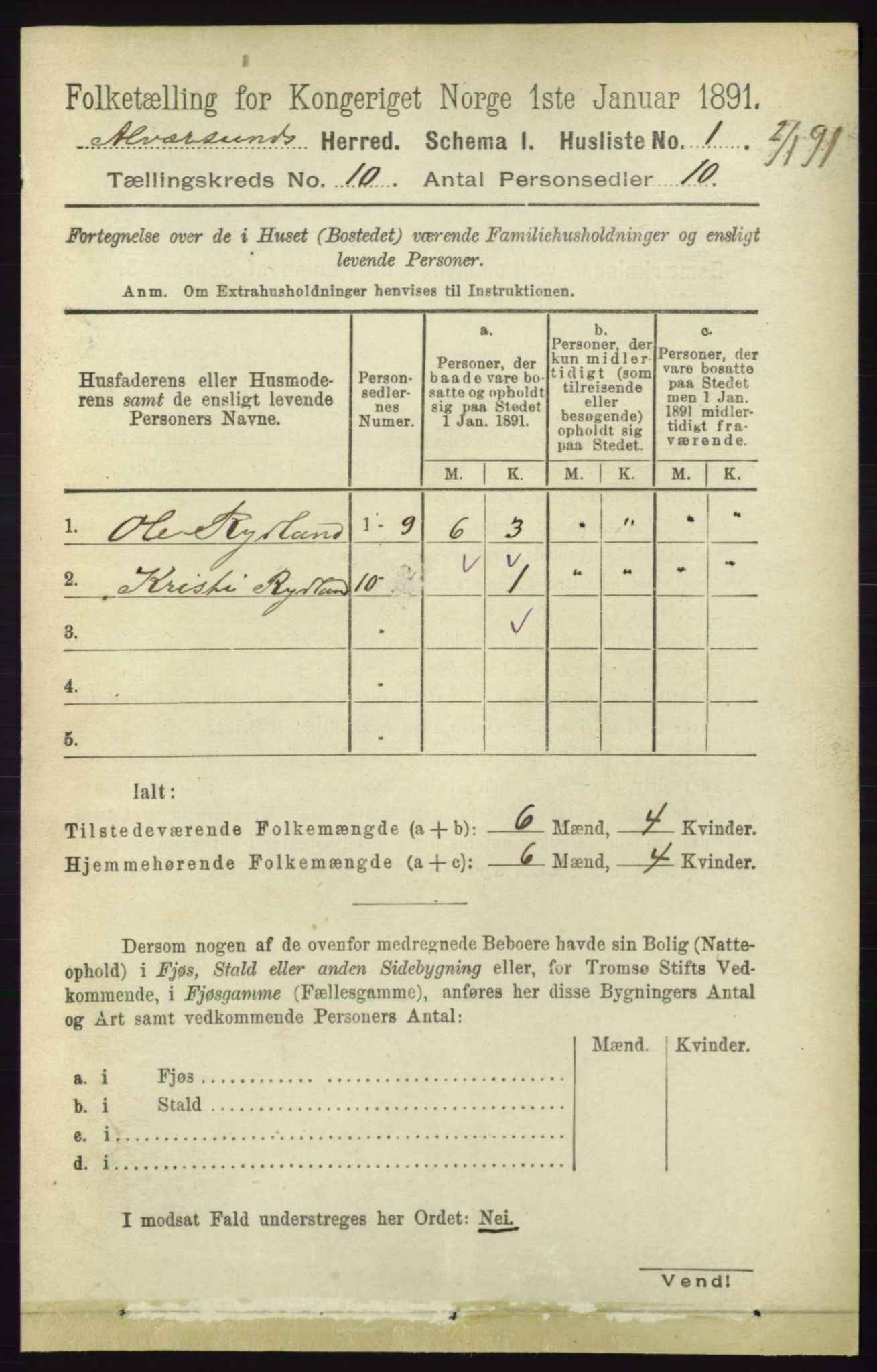 RA, Folketelling 1891 for 1257 Alversund herred, 1891, s. 3429