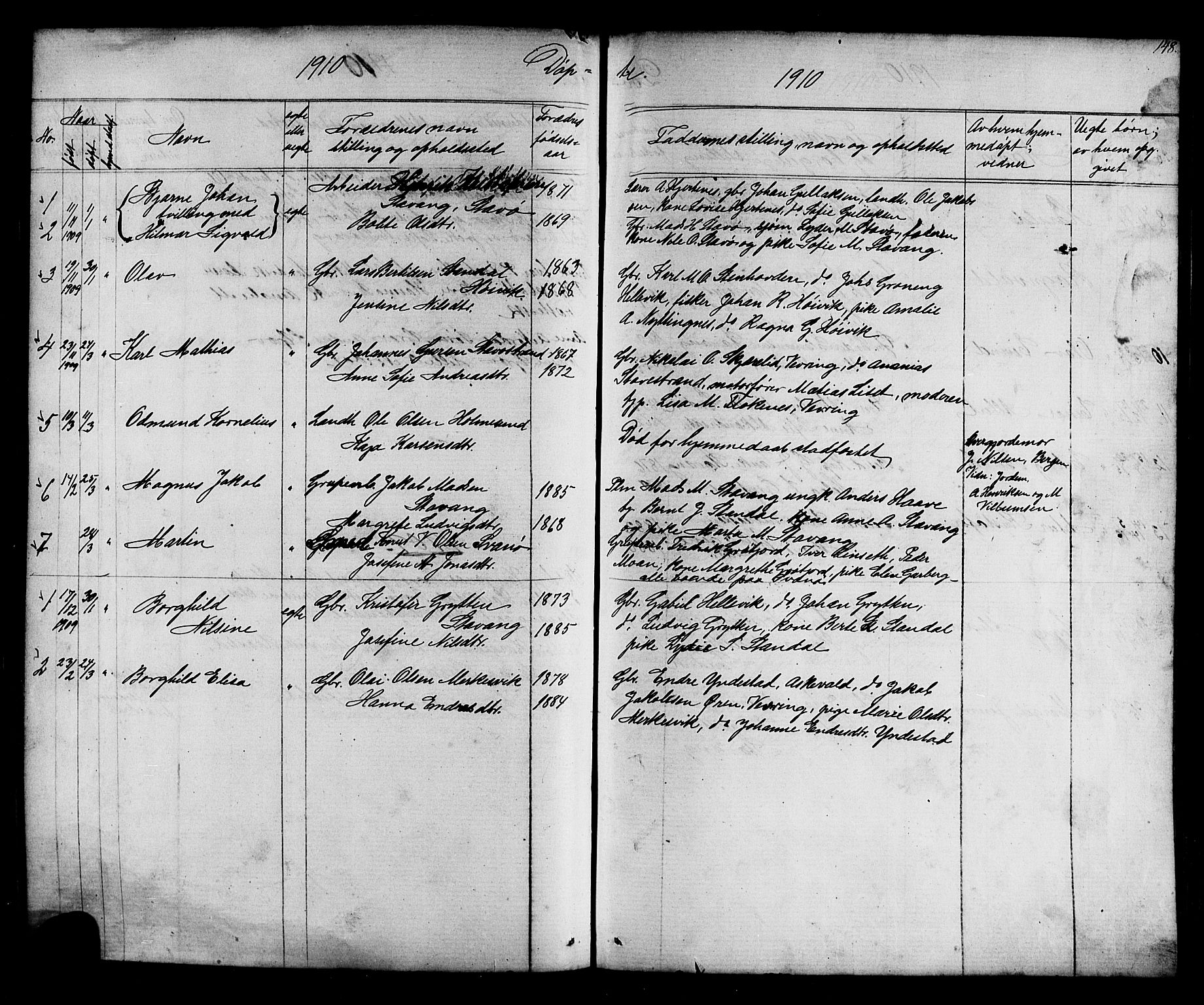 Kinn sokneprestembete, AV/SAB-A-80801/H/Hab/Habc/L0002: Klokkerbok nr. C 2, 1869-1918, s. 148