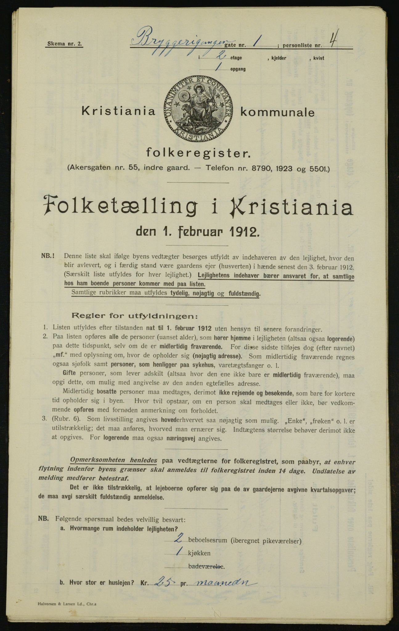 OBA, Kommunal folketelling 1.2.1912 for Kristiania, 1912, s. 9891