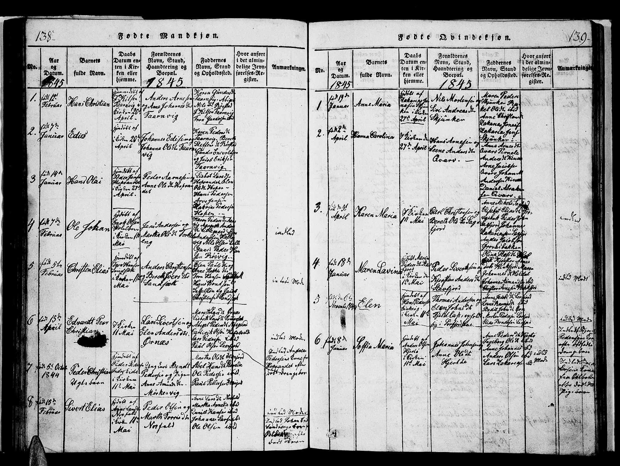 Ministerialprotokoller, klokkerbøker og fødselsregistre - Nordland, AV/SAT-A-1459/853/L0773: Klokkerbok nr. 853C01, 1821-1859, s. 138-139