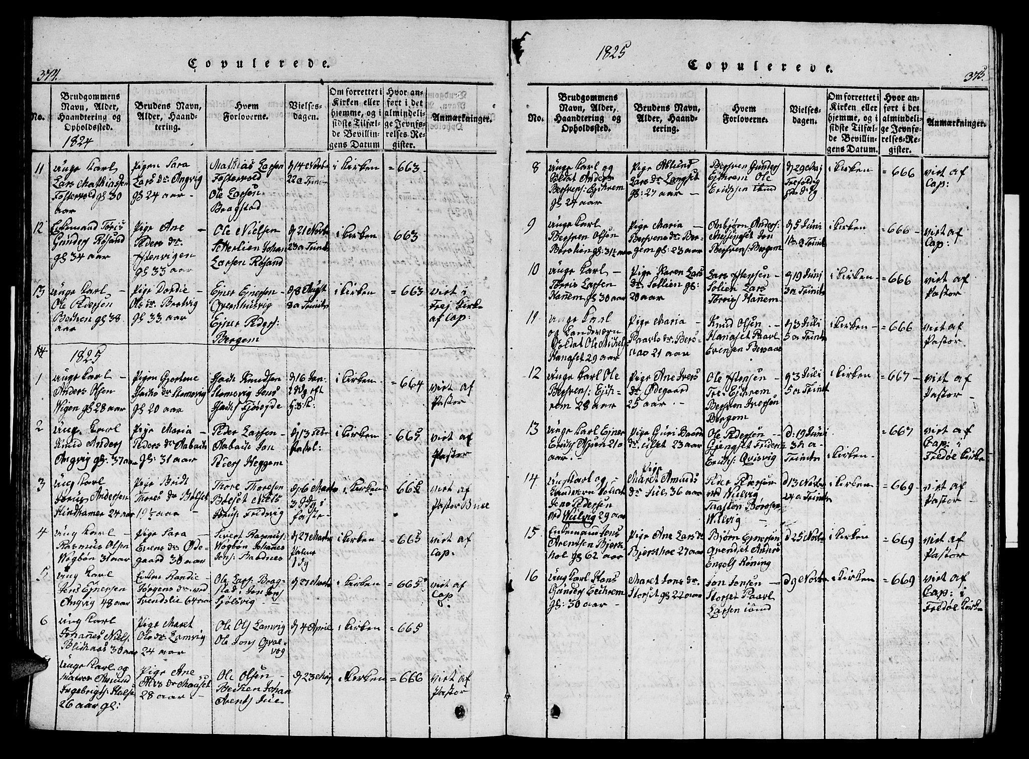 Ministerialprotokoller, klokkerbøker og fødselsregistre - Møre og Romsdal, AV/SAT-A-1454/586/L0990: Klokkerbok nr. 586C01, 1819-1837, s. 374-375