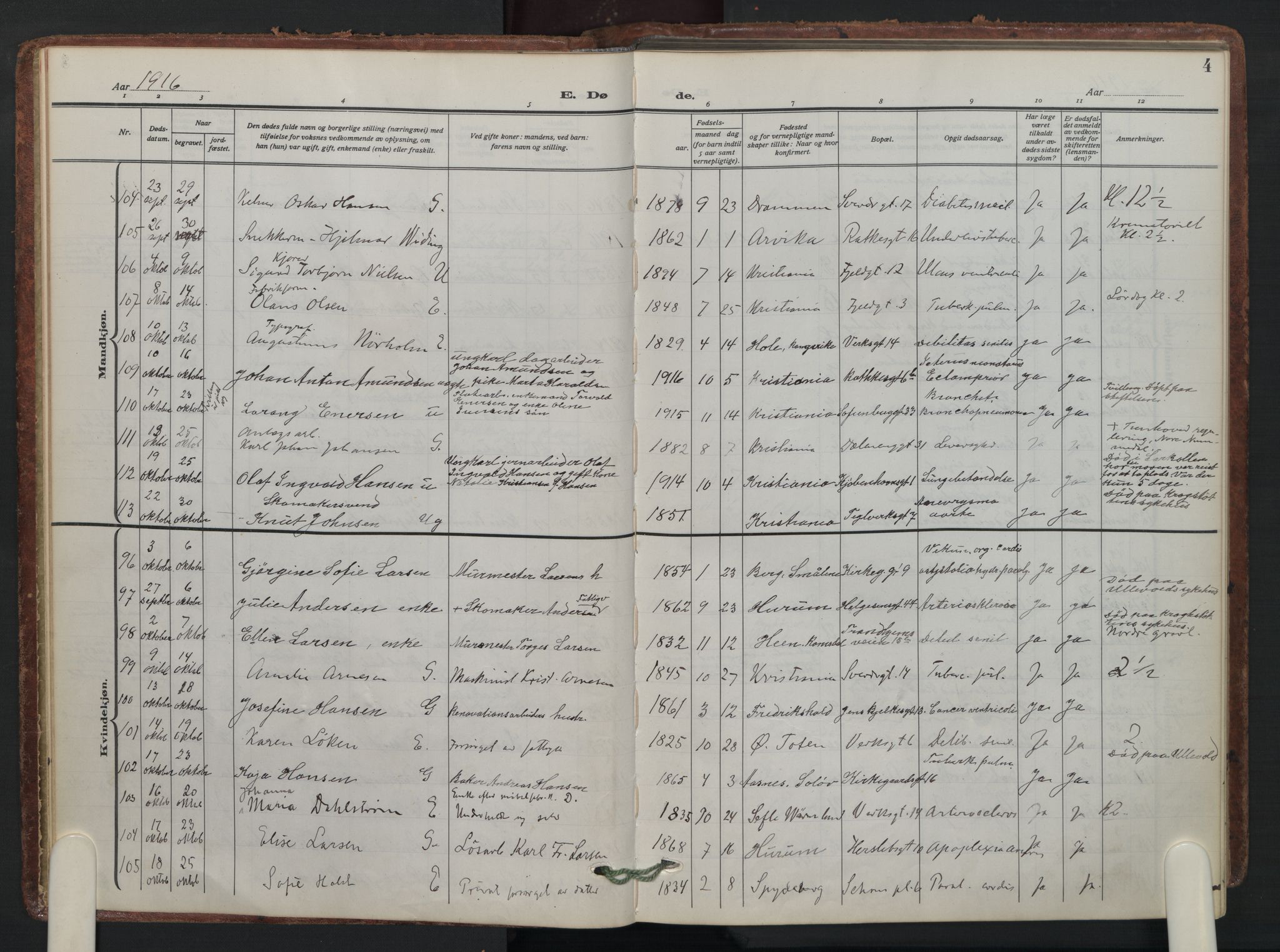 Petrus prestekontor Kirkebøker, AV/SAO-A-10872/F/Fa/L0014: Ministerialbok nr. 14, 1916-1937, s. 4