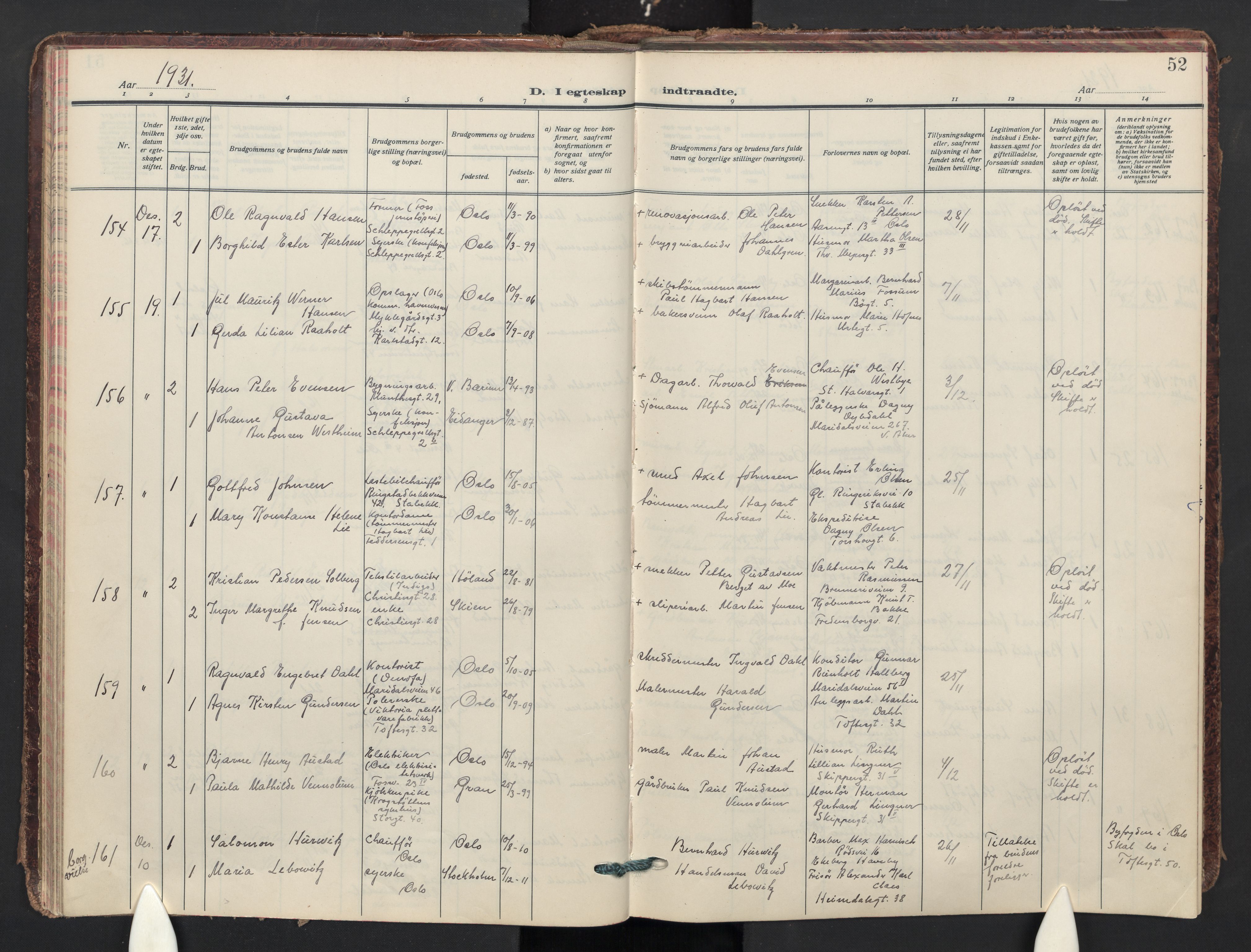 Paulus prestekontor Kirkebøker, AV/SAO-A-10871/F/Fa/L0028: Ministerialbok nr. 28, 1929-1938, s. 52