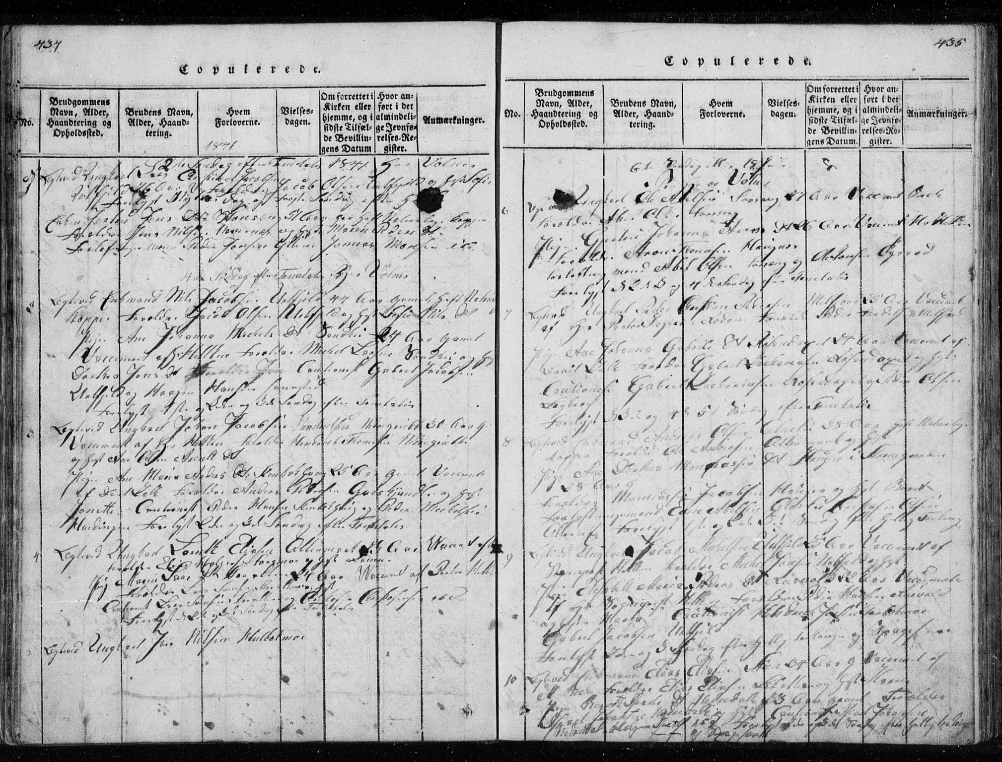 Ministerialprotokoller, klokkerbøker og fødselsregistre - Nordland, AV/SAT-A-1459/827/L0412: Klokkerbok nr. 827C01, 1820-1841, s. 434-435