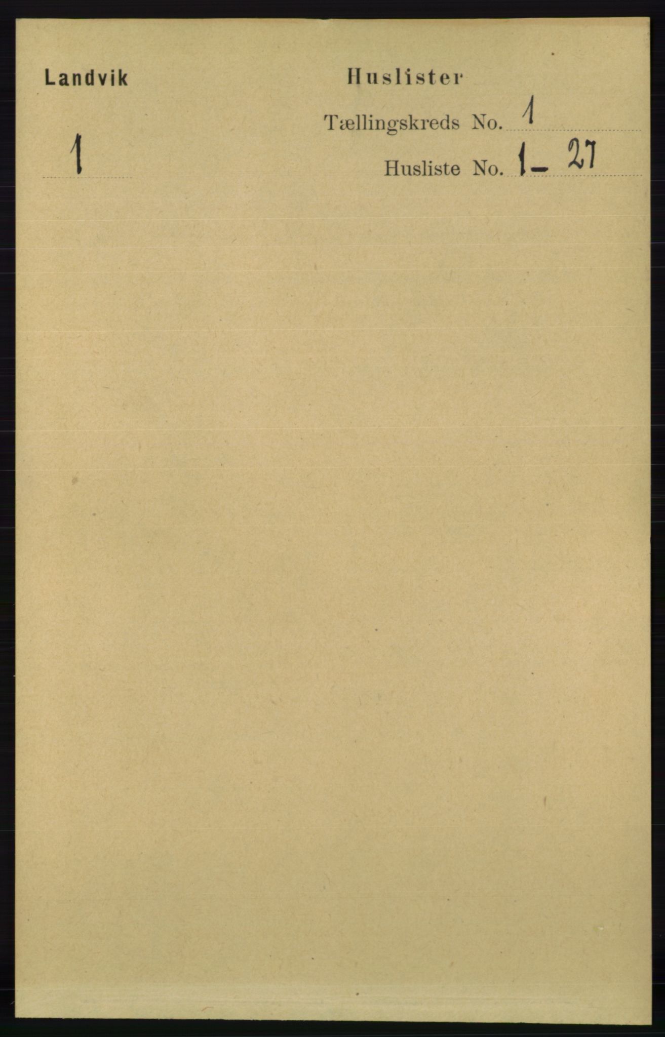 RA, Folketelling 1891 for 0924 Landvik herred, 1891, s. 22