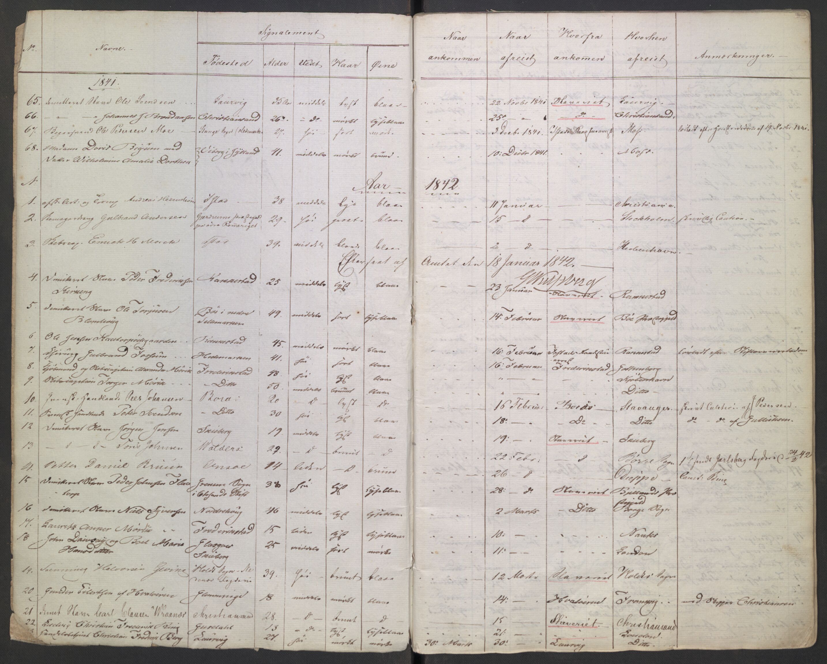 Fredrikstad politikammer, AV/SAO-A-10055/H/Ha/Haa/Haac/L0004: Passjournal, 1841-1862