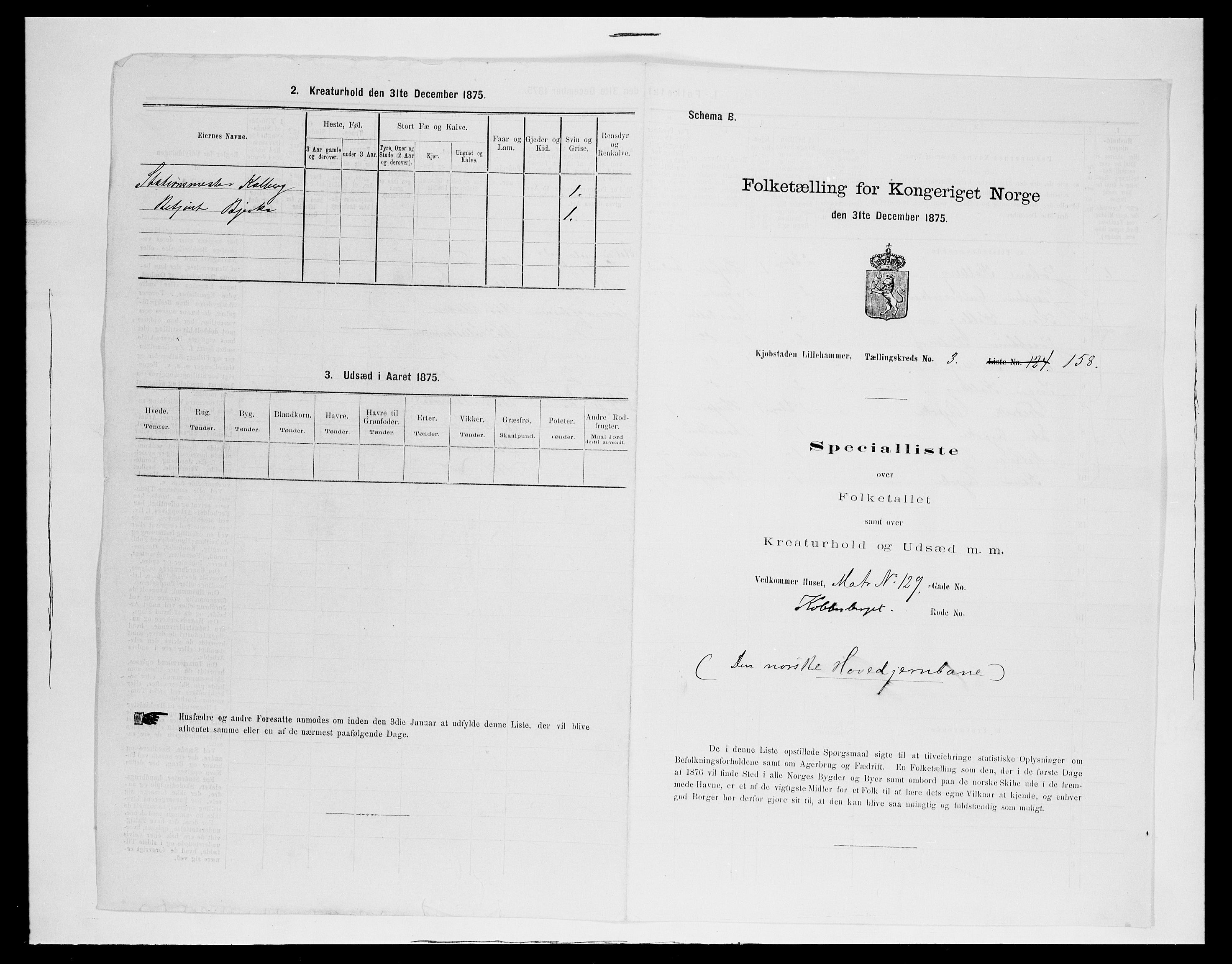 SAH, Folketelling 1875 for 0501B Fåberg prestegjeld, Lillehammer kjøpstad, 1875, s. 352