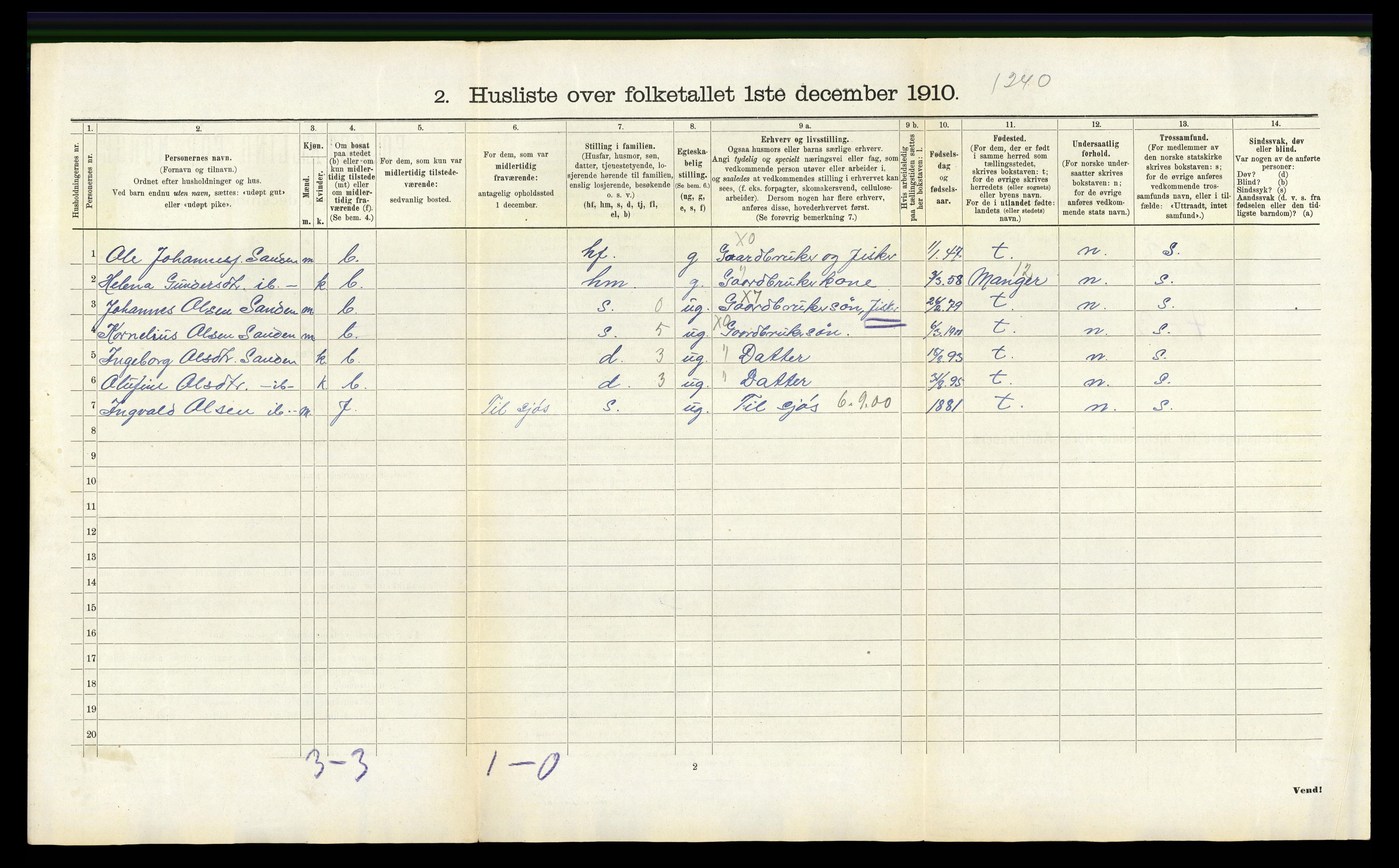 RA, Folketelling 1910 for 1259 Hjelme herred, 1910, s. 319