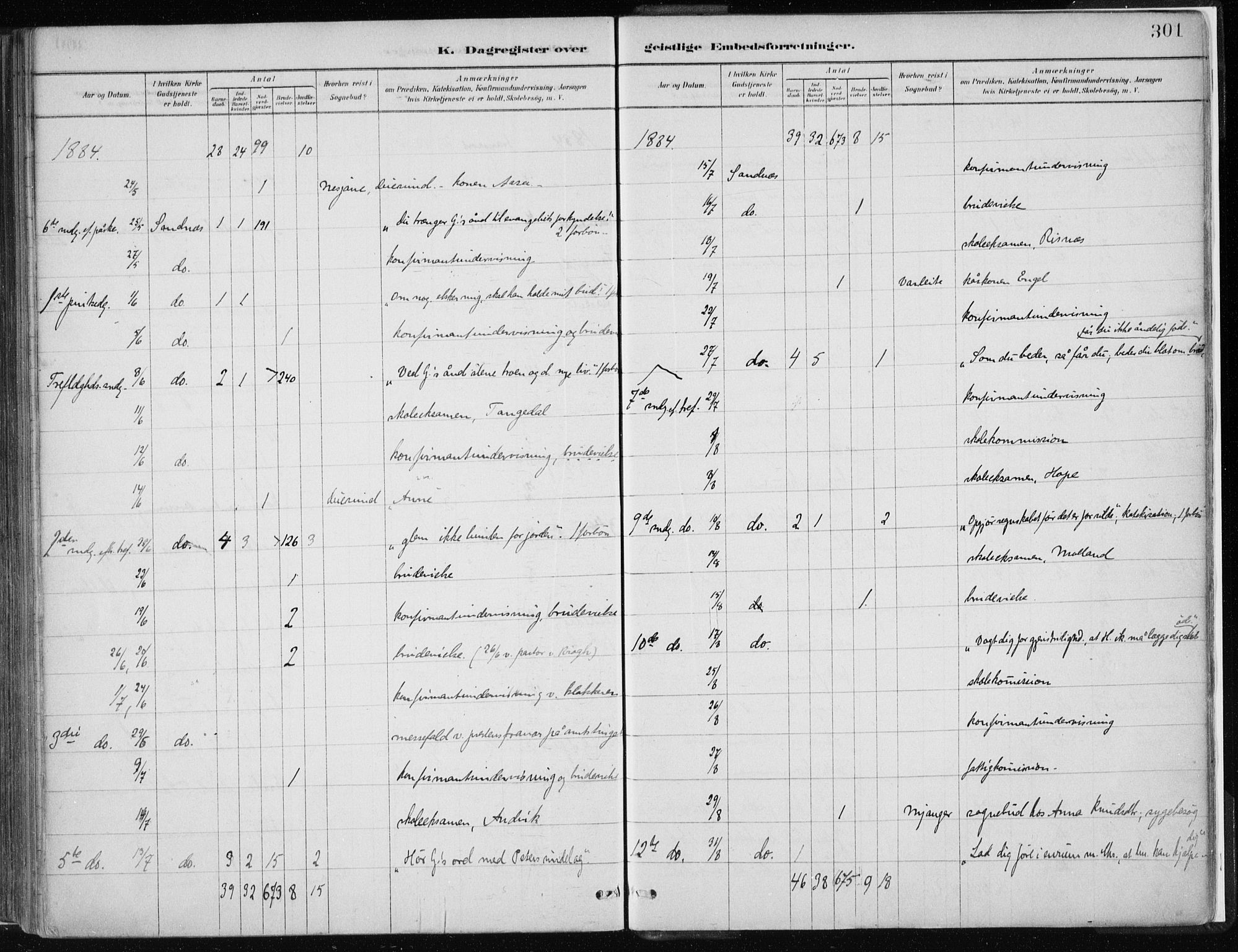 Masfjorden sokneprestembete, AV/SAB-A-77001: Ministerialbok nr. B  1, 1876-1899, s. 301