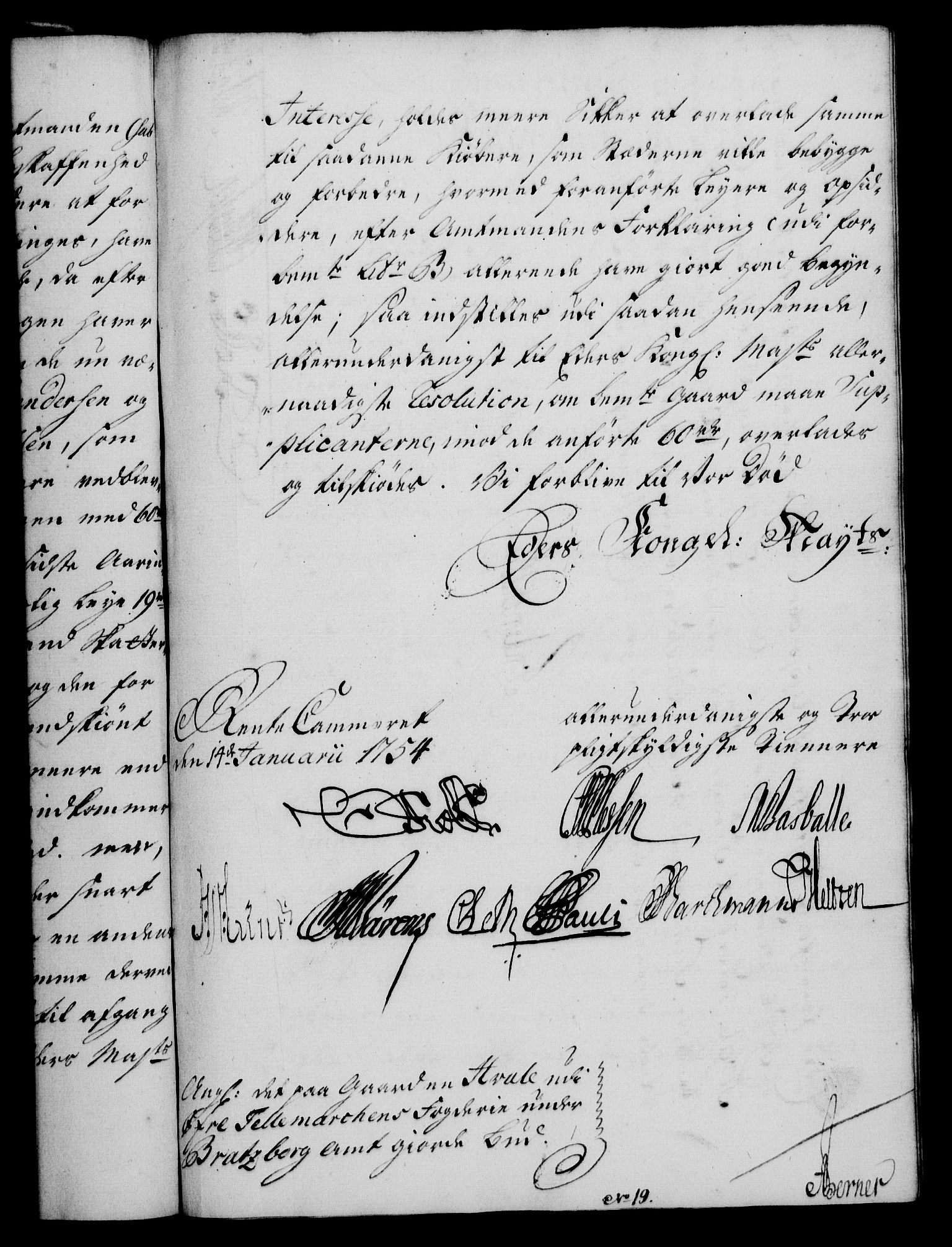 Rentekammeret, Kammerkanselliet, RA/EA-3111/G/Gf/Gfa/L0036: Norsk relasjons- og resolusjonsprotokoll (merket RK 52.36), 1754, s. 85