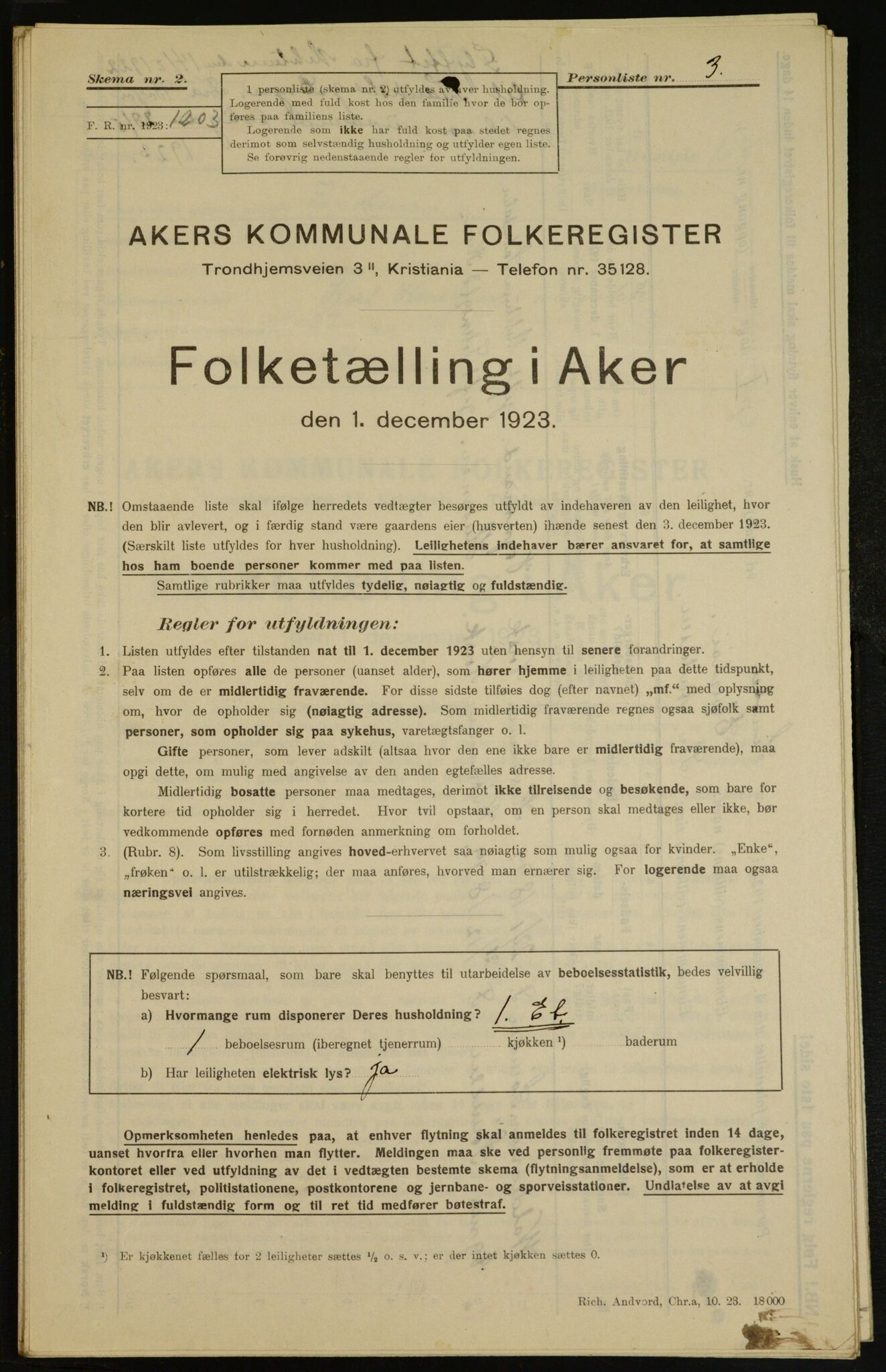 , Kommunal folketelling 1.12.1923 for Aker, 1923, s. 7263