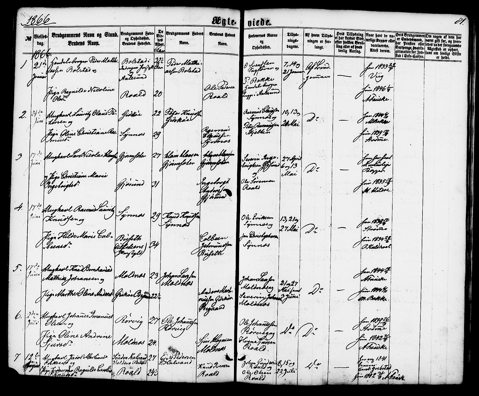 Ministerialprotokoller, klokkerbøker og fødselsregistre - Møre og Romsdal, AV/SAT-A-1454/537/L0518: Ministerialbok nr. 537A02, 1862-1876, s. 81