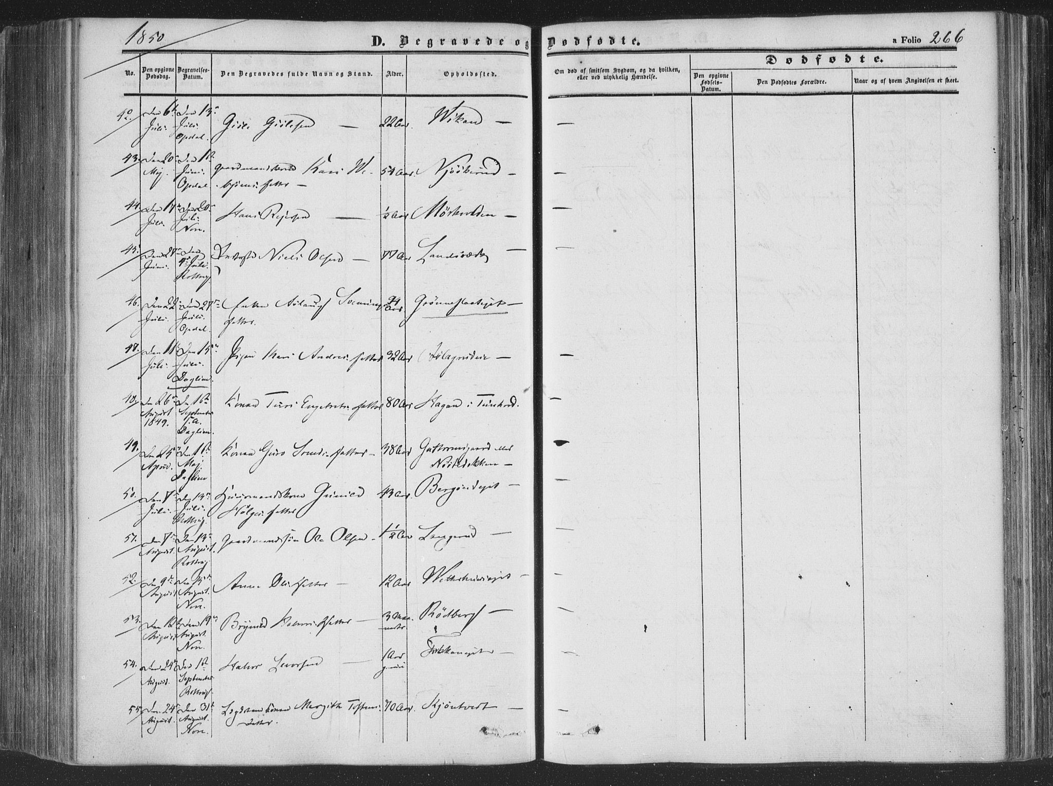 Rollag kirkebøker, AV/SAKO-A-240/F/Fa/L0008: Ministerialbok nr. I 8, 1847-1860, s. 266