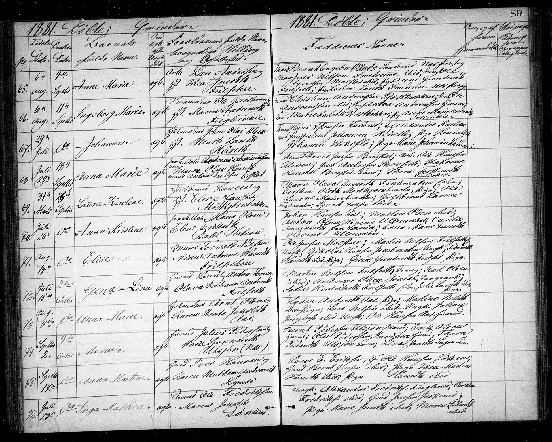 Eidsvoll prestekontor Kirkebøker, AV/SAO-A-10888/G/Ga/L0004: Klokkerbok nr. I 4, 1877-1884, s. 89