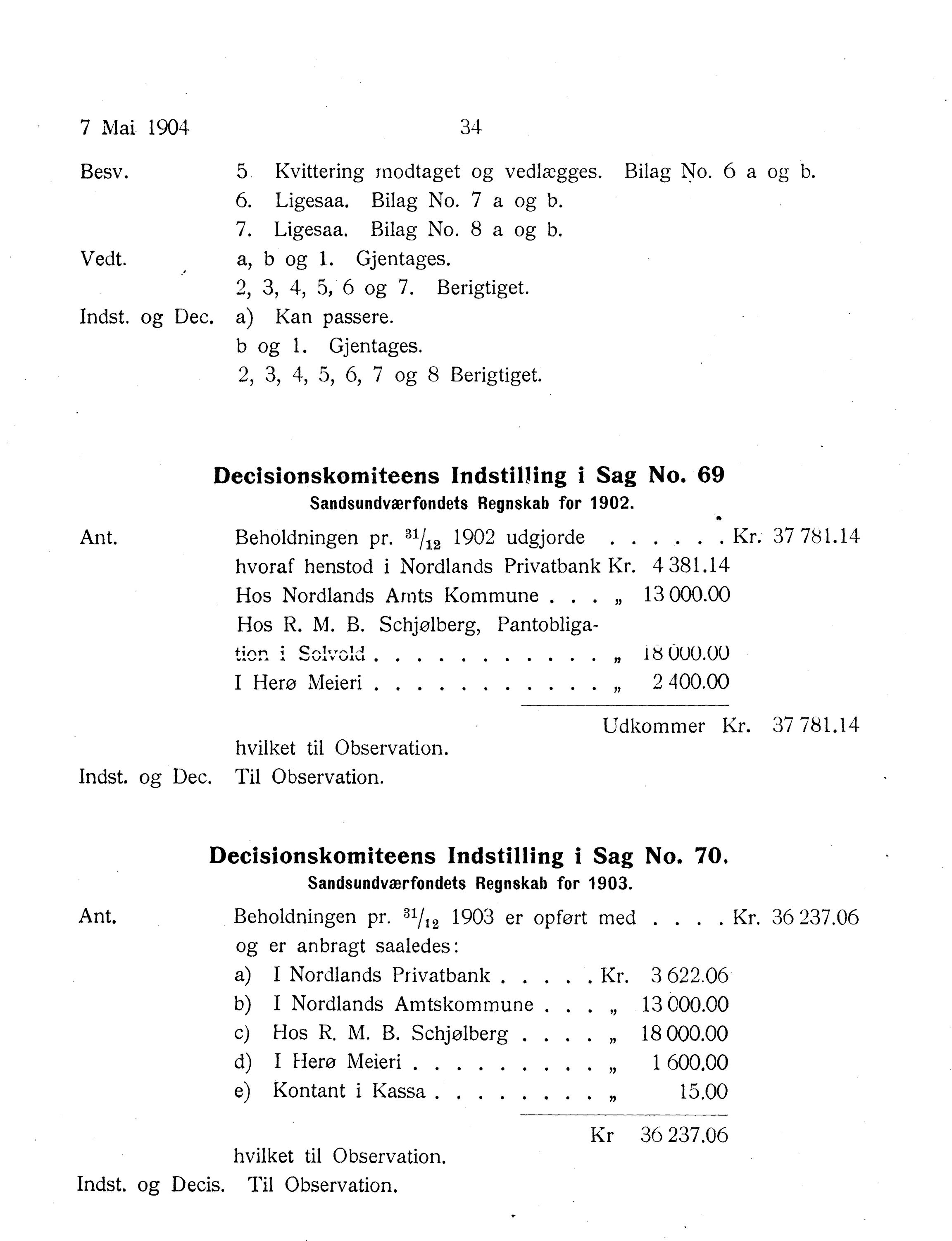 Nordland Fylkeskommune. Fylkestinget, AIN/NFK-17/176/A/Ac/L0027: Fylkestingsforhandlinger 1904, 1904