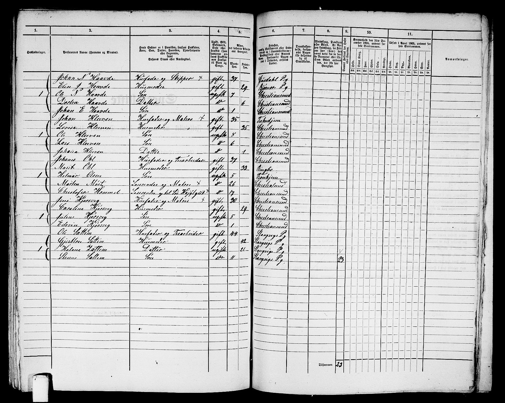 RA, Folketelling 1865 for 1503B Kristiansund prestegjeld, Kristiansund kjøpstad, 1865, s. 949