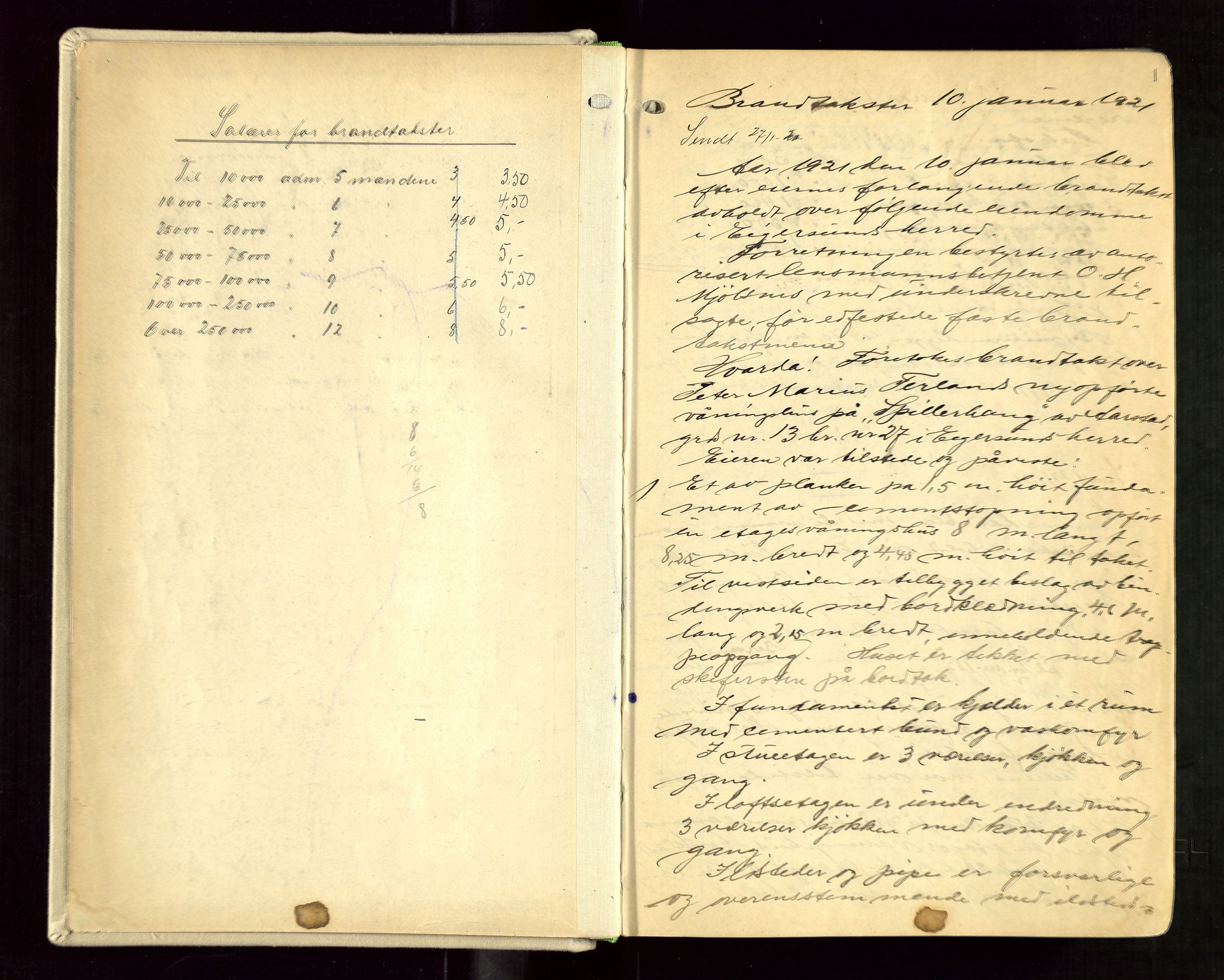 Eigersund lensmannskontor, AV/SAST-A-100171/Goa/L0005: "Branntakstprotokoll", 1921-1936, s. 1