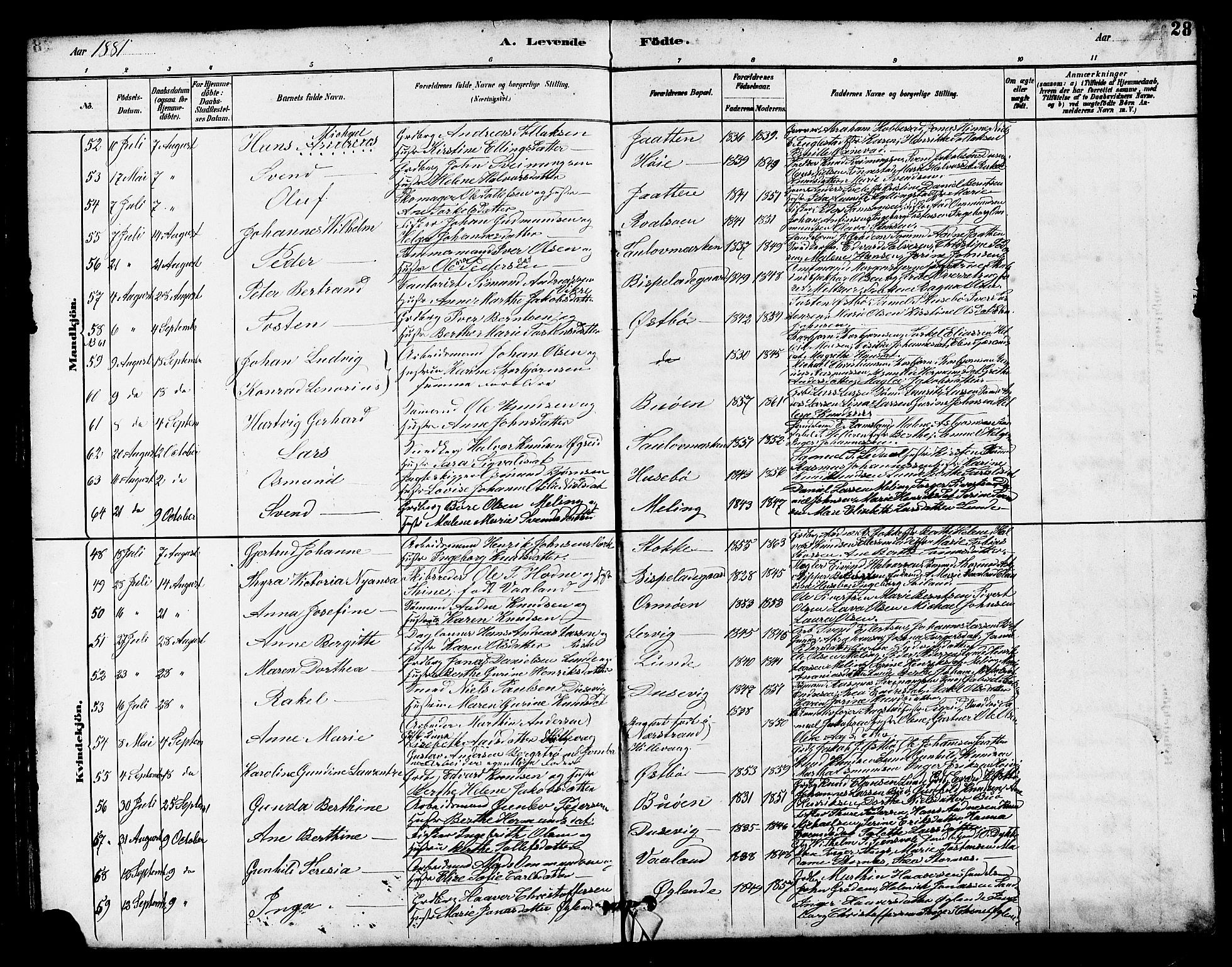 Hetland sokneprestkontor, AV/SAST-A-101826/30/30BB/L0005: Klokkerbok nr. B 5, 1878-1910, s. 28