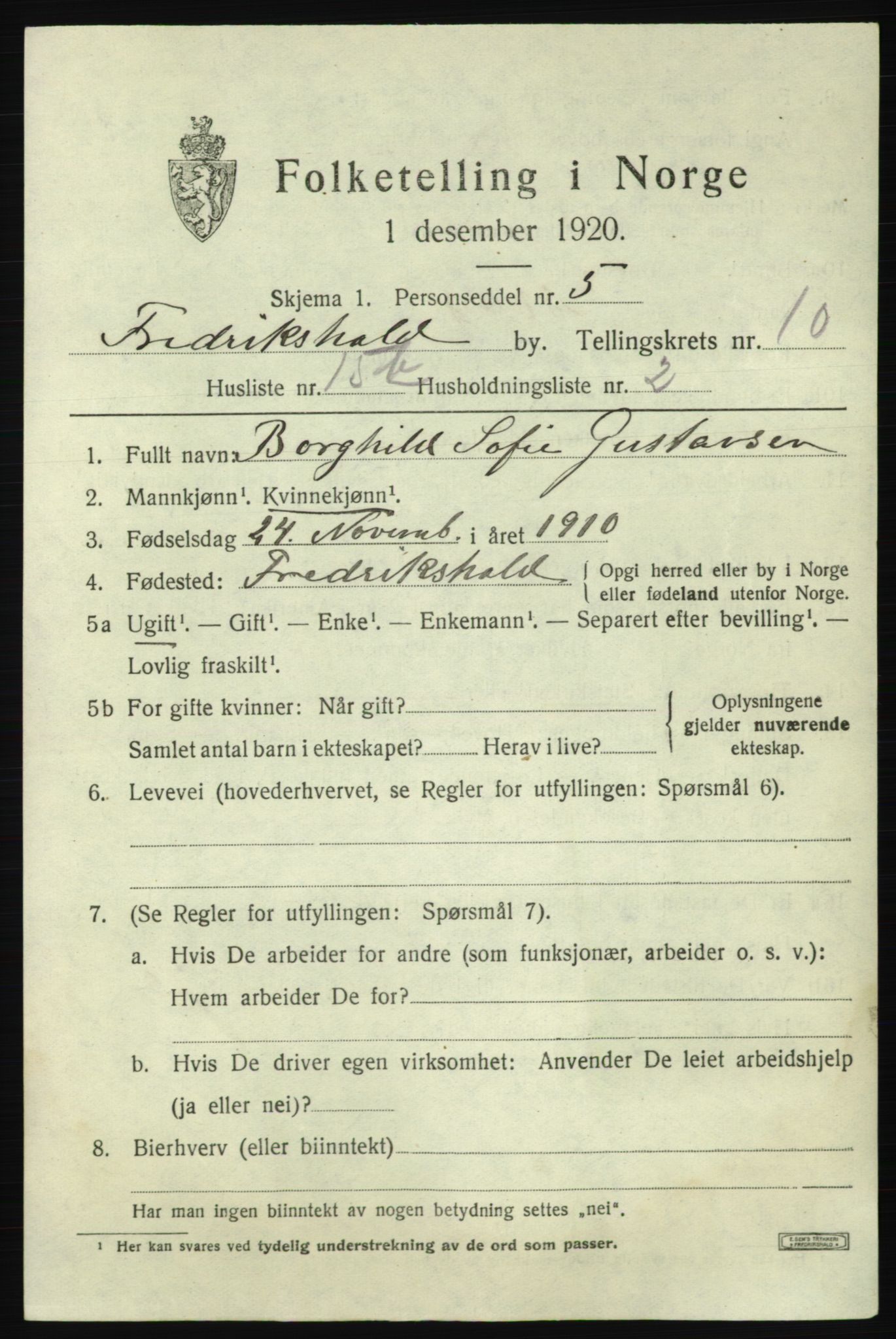SAO, Folketelling 1920 for 0101 Fredrikshald kjøpstad, 1920, s. 17857