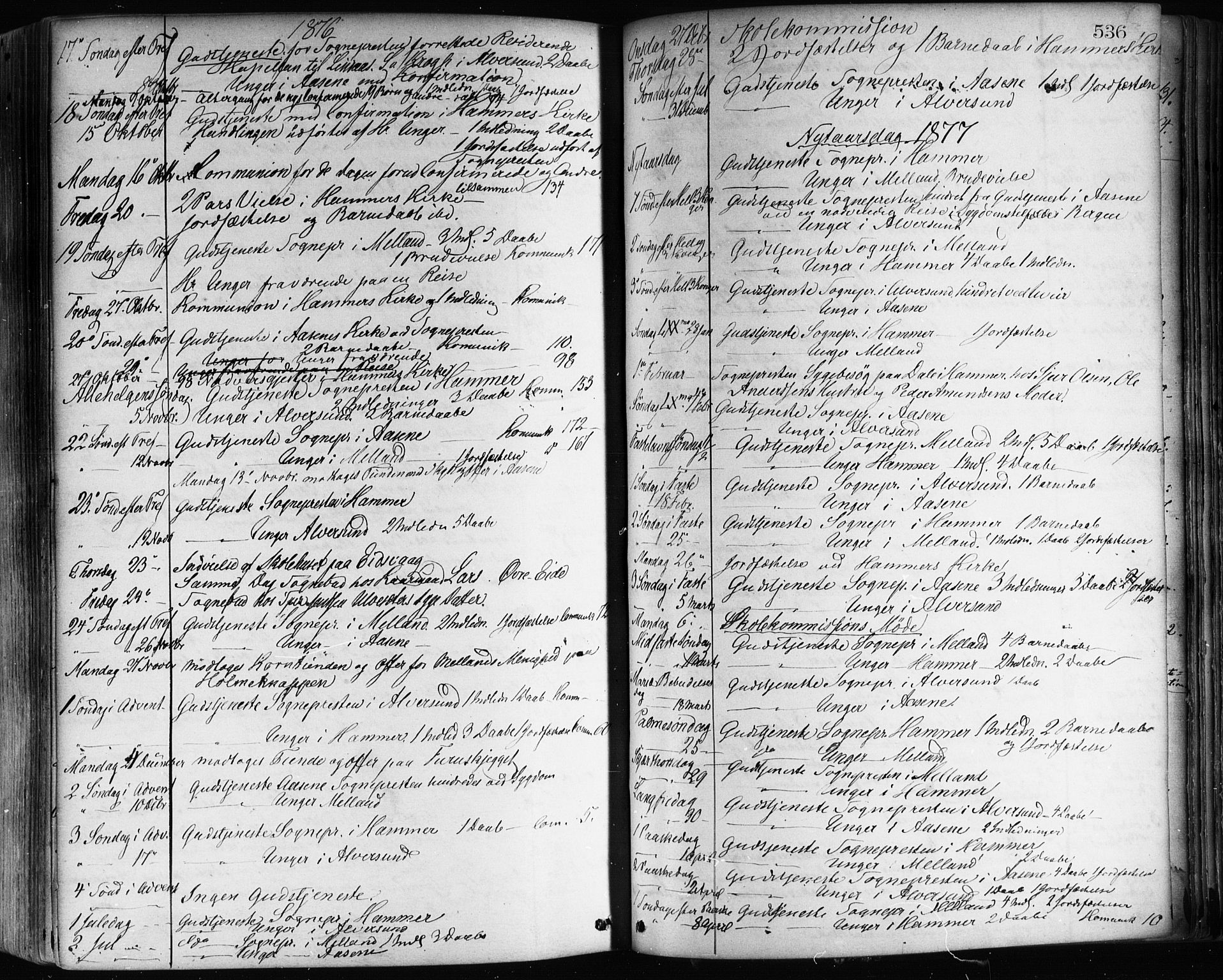 Hamre sokneprestembete, AV/SAB-A-75501/H/Ha/Haa/Haaa/L0015: Ministerialbok nr. A 15, 1870-1881, s. 536