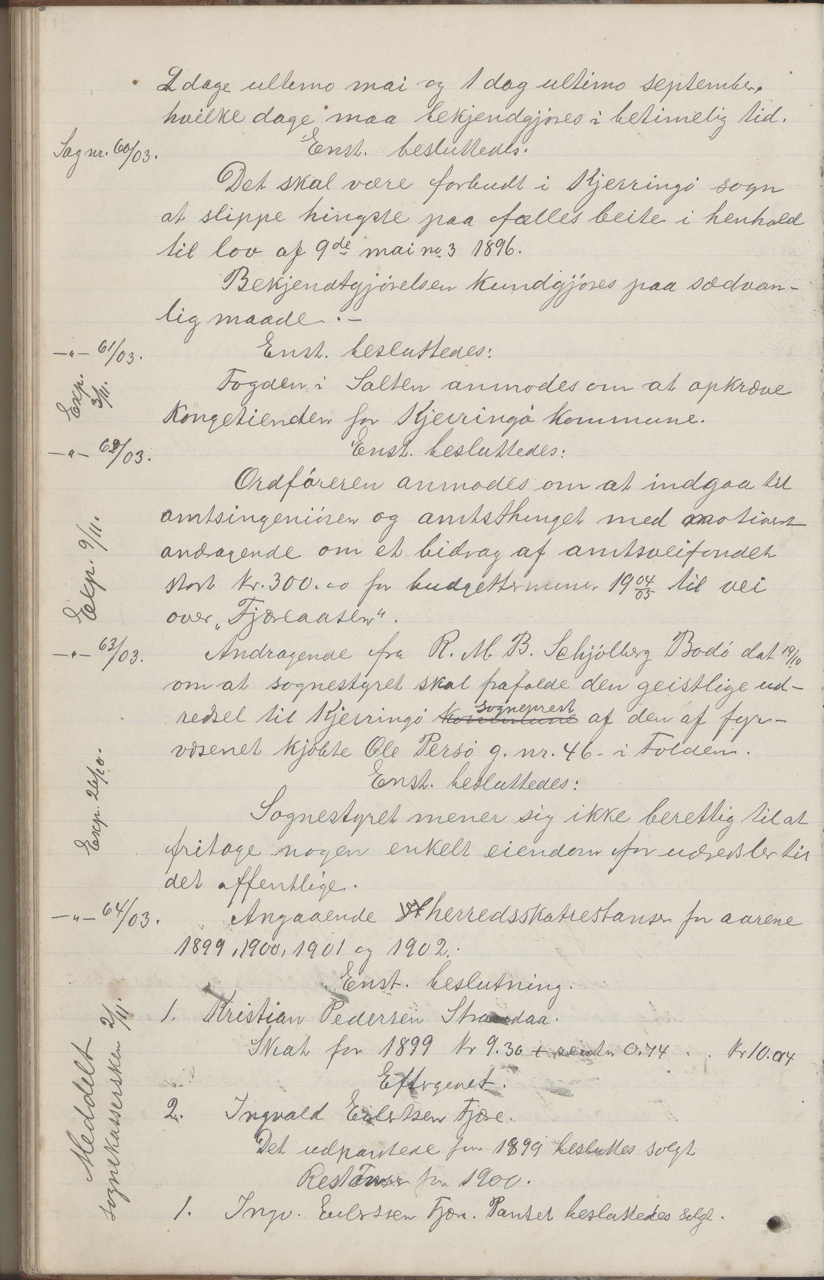 Kjerringøy kommune. Formannskapet, AIN/K-18441.150/A/Aa/L0002: Forhandlingsprotokoll Norfolden- Kjerringø formanskap, 1900-1911