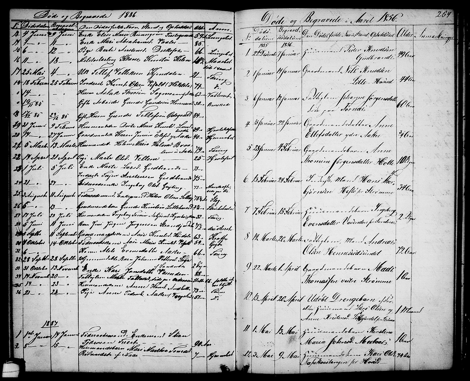 Drangedal kirkebøker, AV/SAKO-A-258/G/Ga/L0002: Klokkerbok nr. I 2, 1856-1887, s. 254