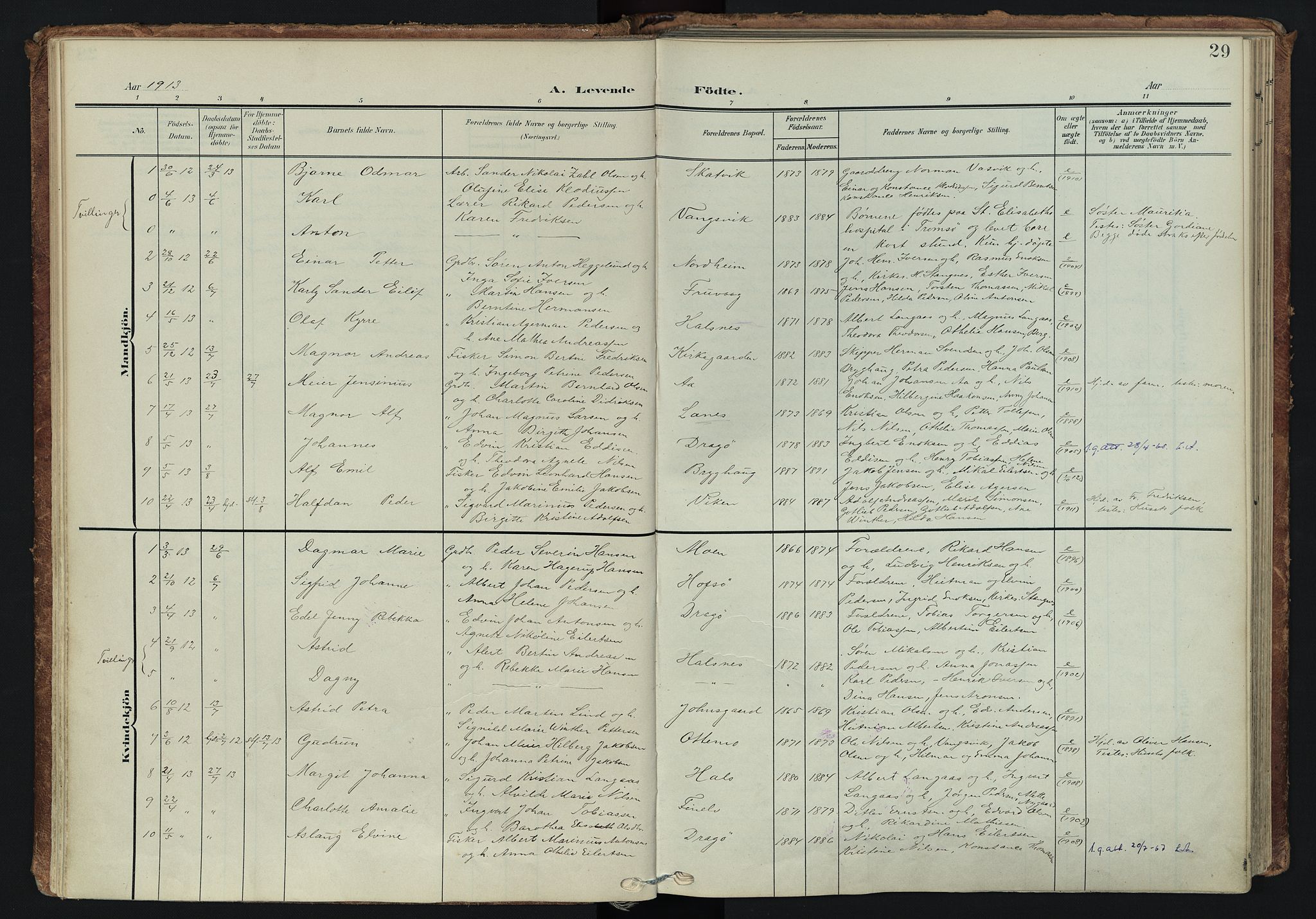 Tranøy sokneprestkontor, AV/SATØ-S-1313/I/Ia/Iaa/L0014kirke: Ministerialbok nr. 14, 1905-1919, s. 29