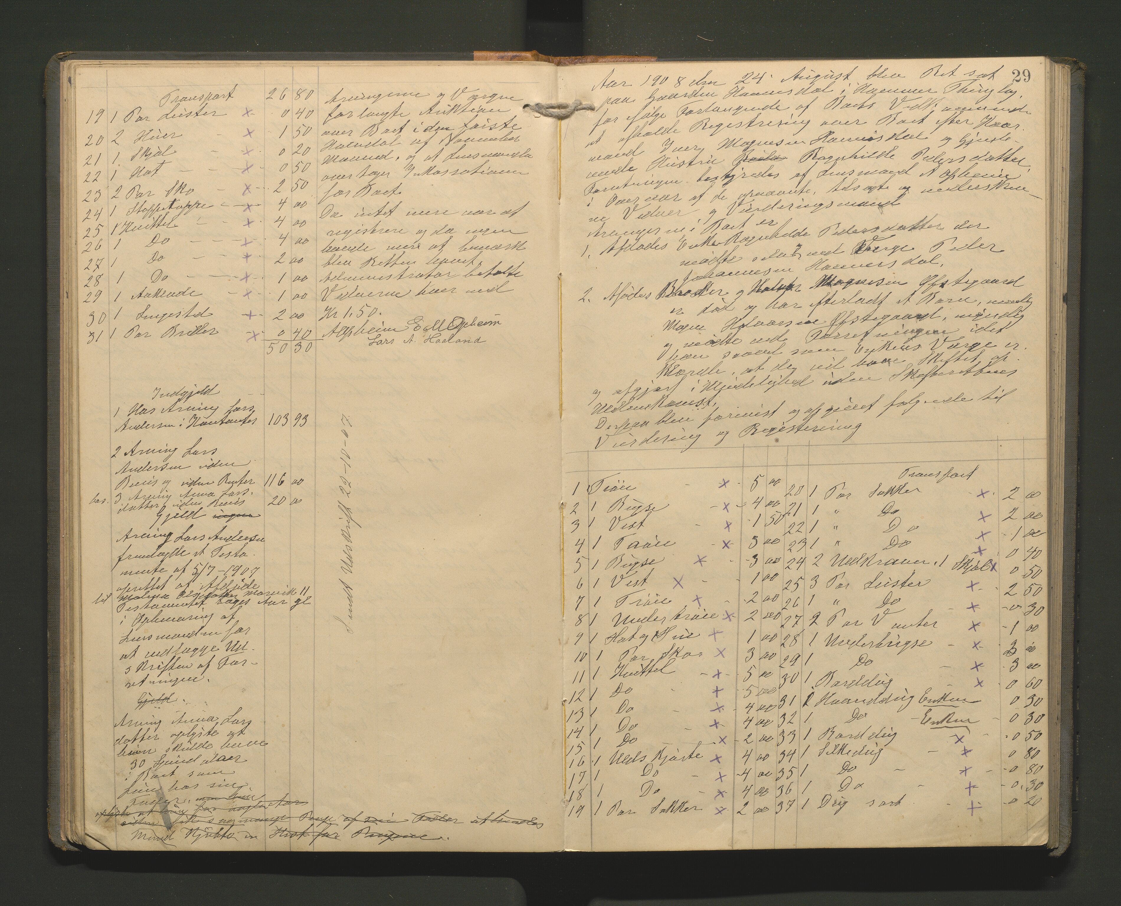 Lensmannen i Hamre, SAB/A-32601/0006/L0003: Registreringsprotokoll, 1904-1917, s. 28b-29a