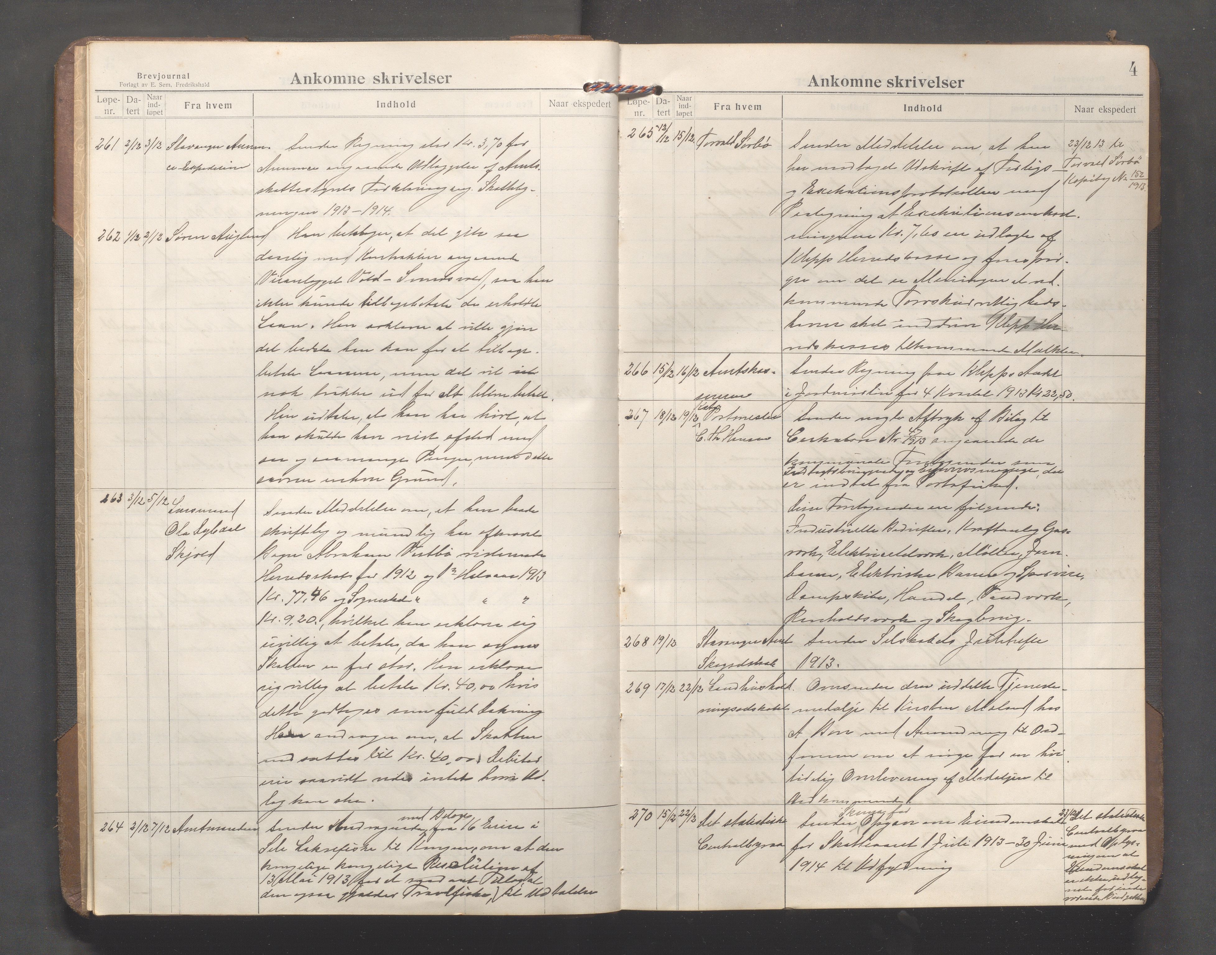 Klepp kommune - Formannskapet, IKAR/K-100277/C/L0004: Brevjournal, 1913-1918, s. 4