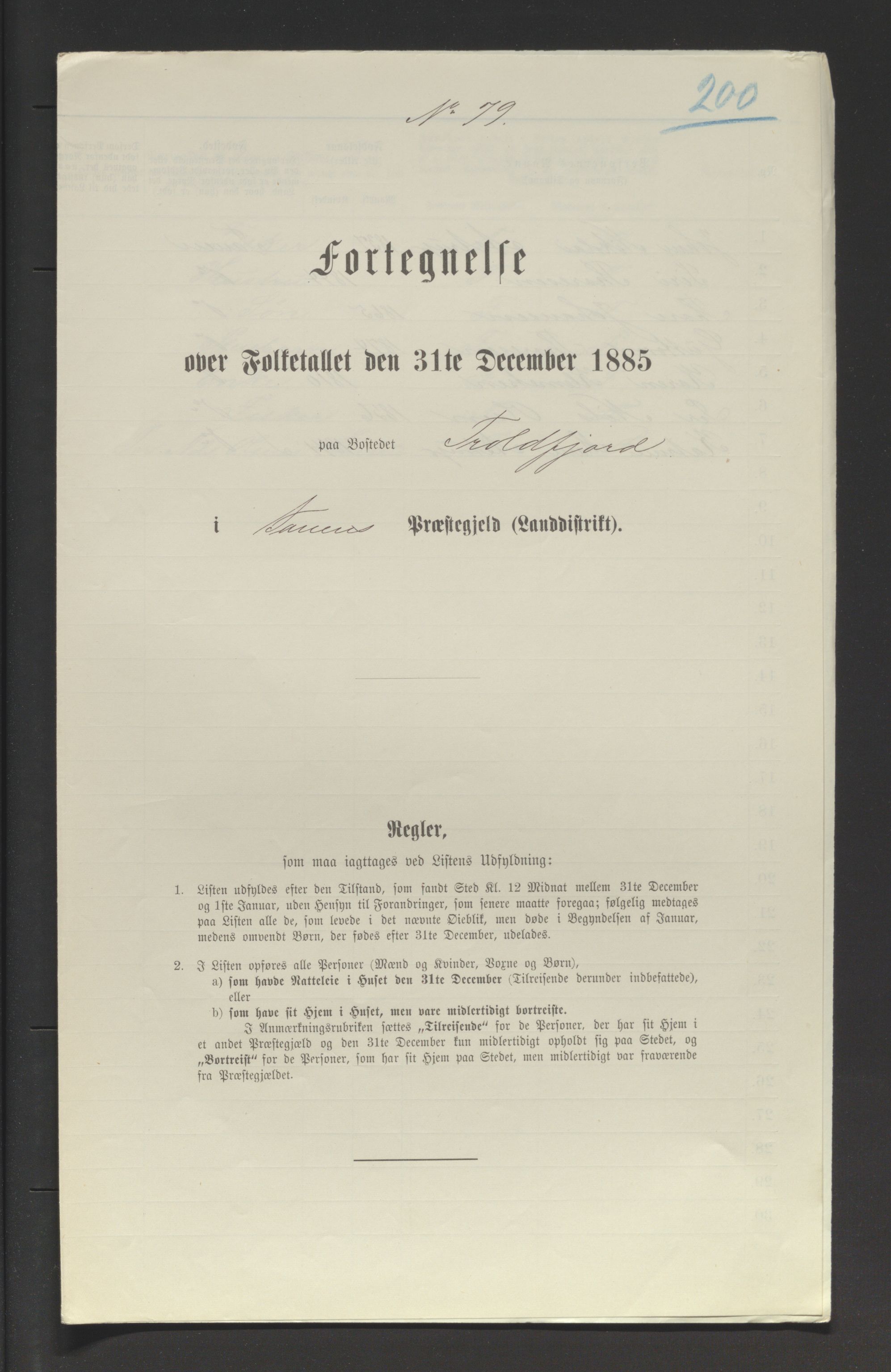 SATØ, Folketelling 1885 for 2025 Tana herred, 1885, s. 200a