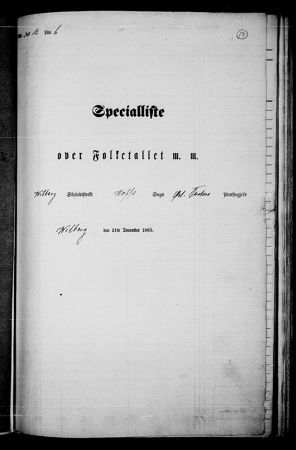 RA, Folketelling 1865 for 0528P Østre Toten prestegjeld, 1865, s. 285