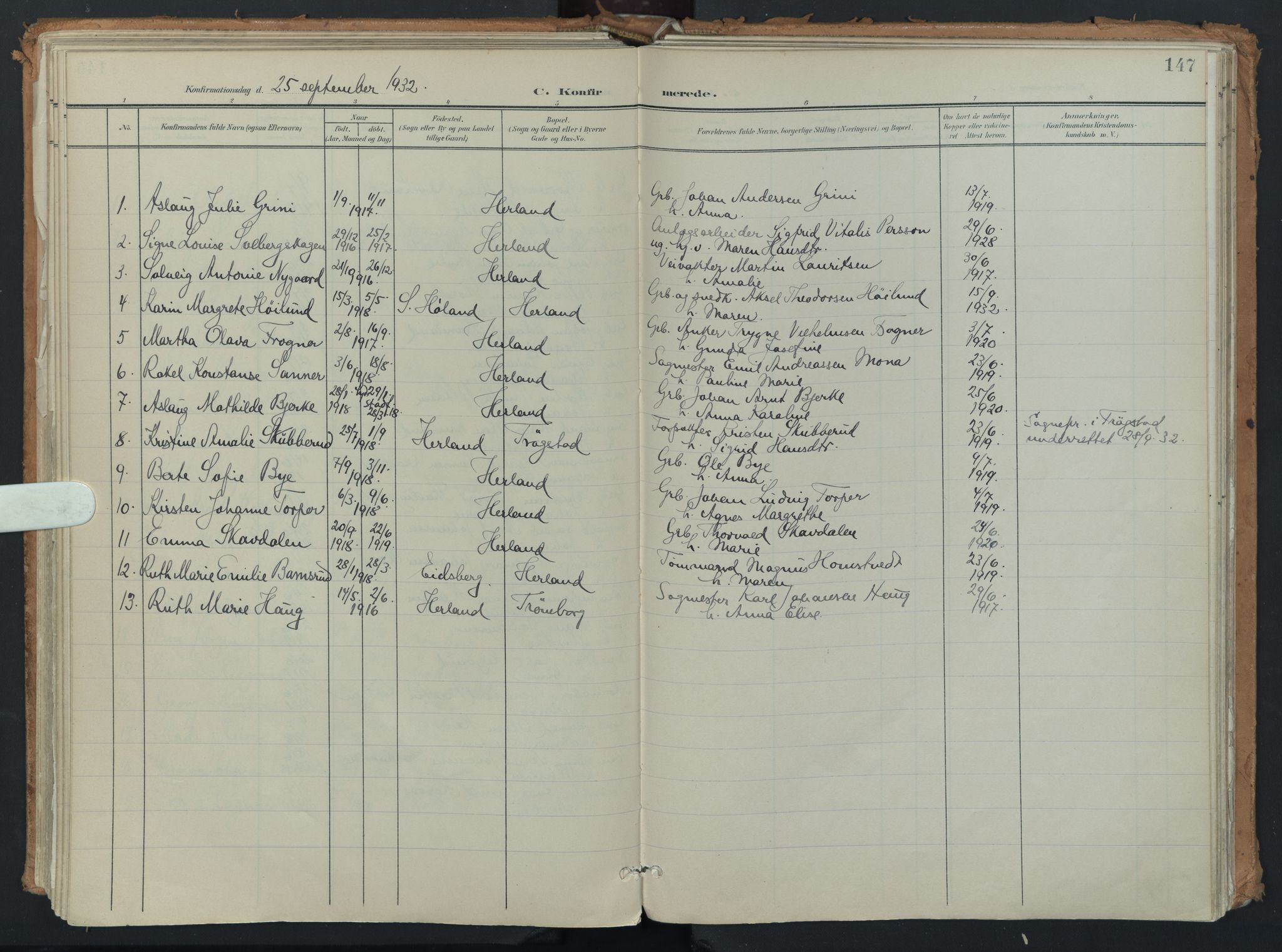 Eidsberg prestekontor Kirkebøker, AV/SAO-A-10905/F/Fb/L0002: Ministerialbok nr. II 2, 1901-1933, s. 147