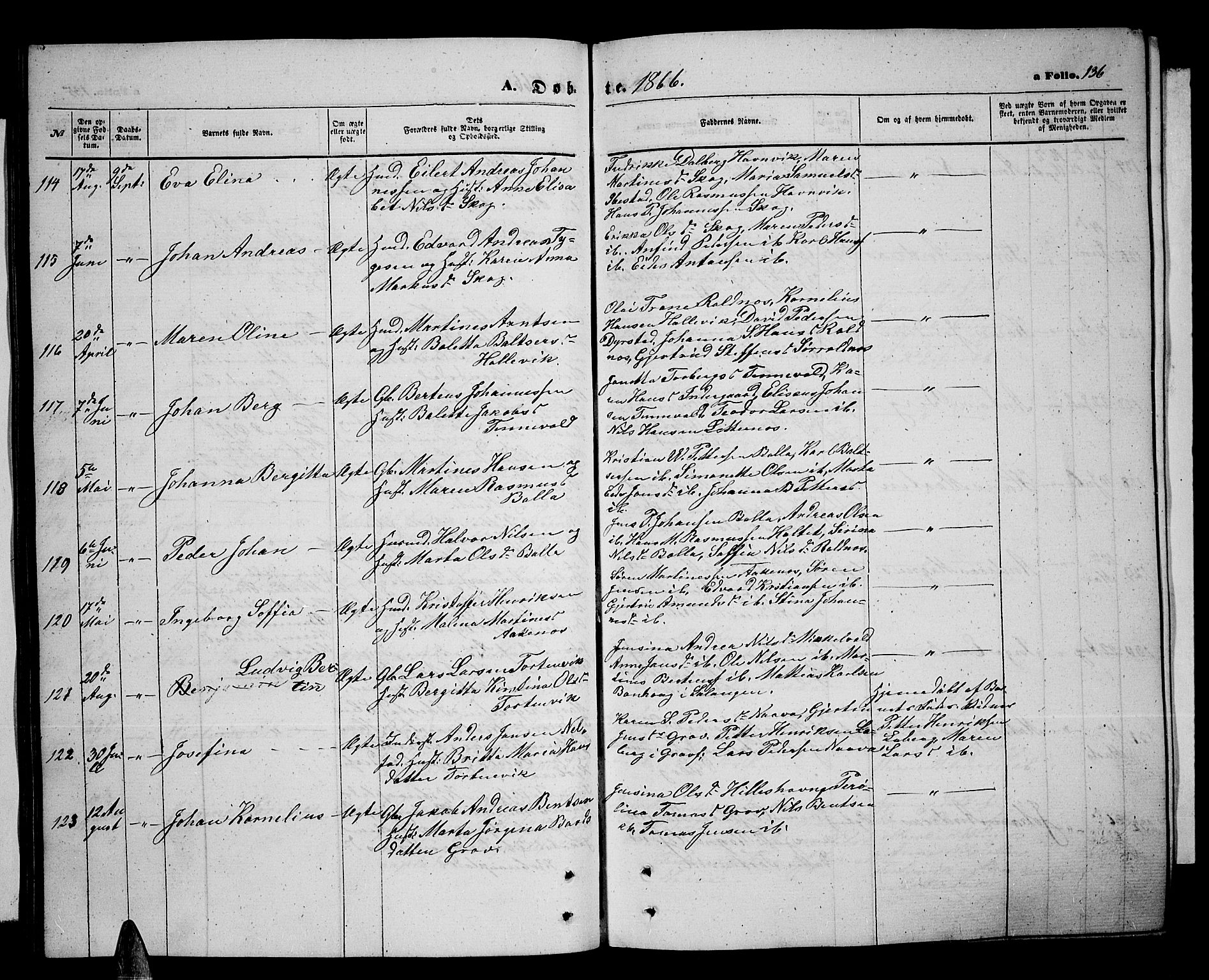 Ibestad sokneprestembete, AV/SATØ-S-0077/H/Ha/Hab/L0005klokker: Klokkerbok nr. 5, 1860-1871, s. 136