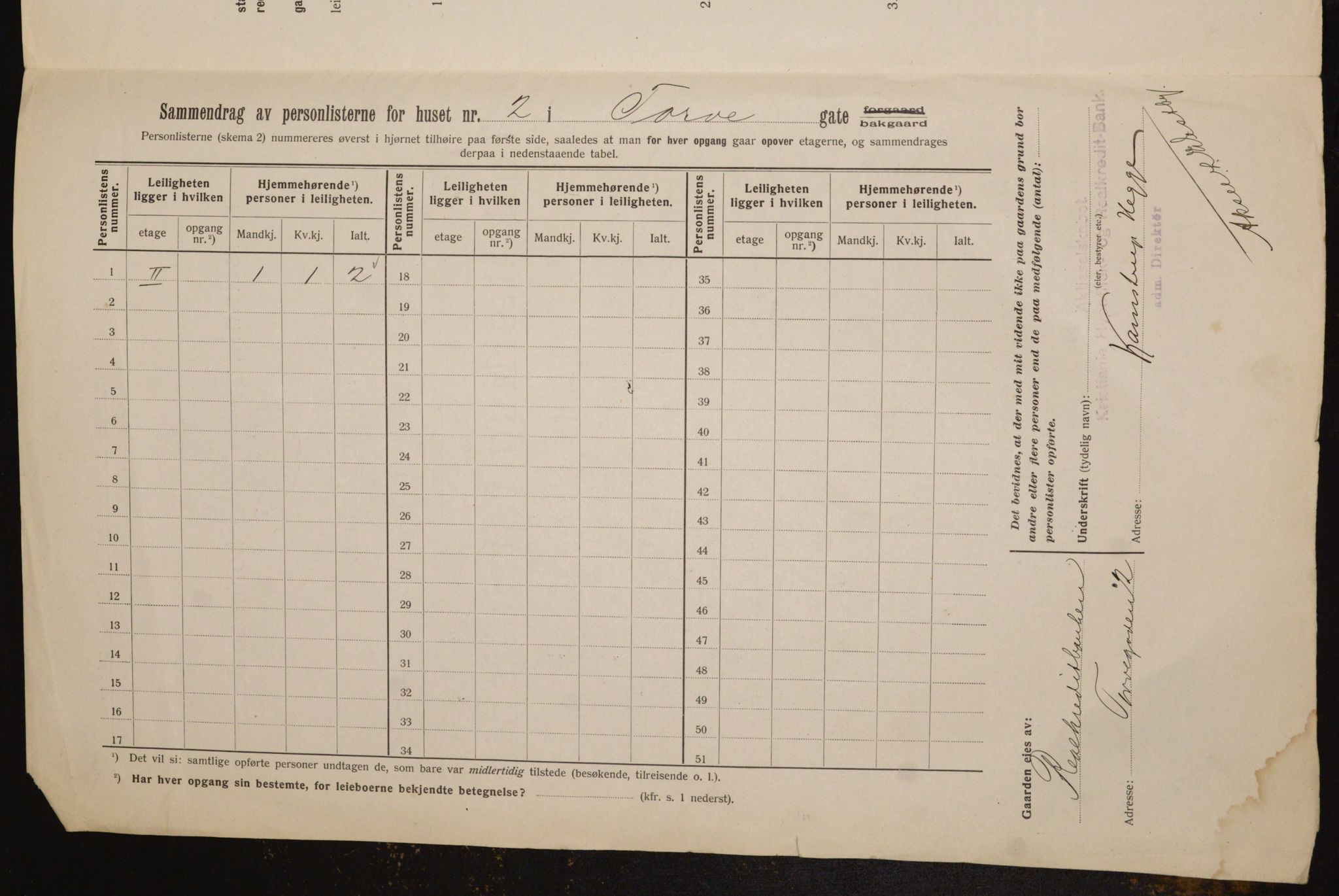 OBA, Kommunal folketelling 1.2.1912 for Kristiania, 1912, s. 113888