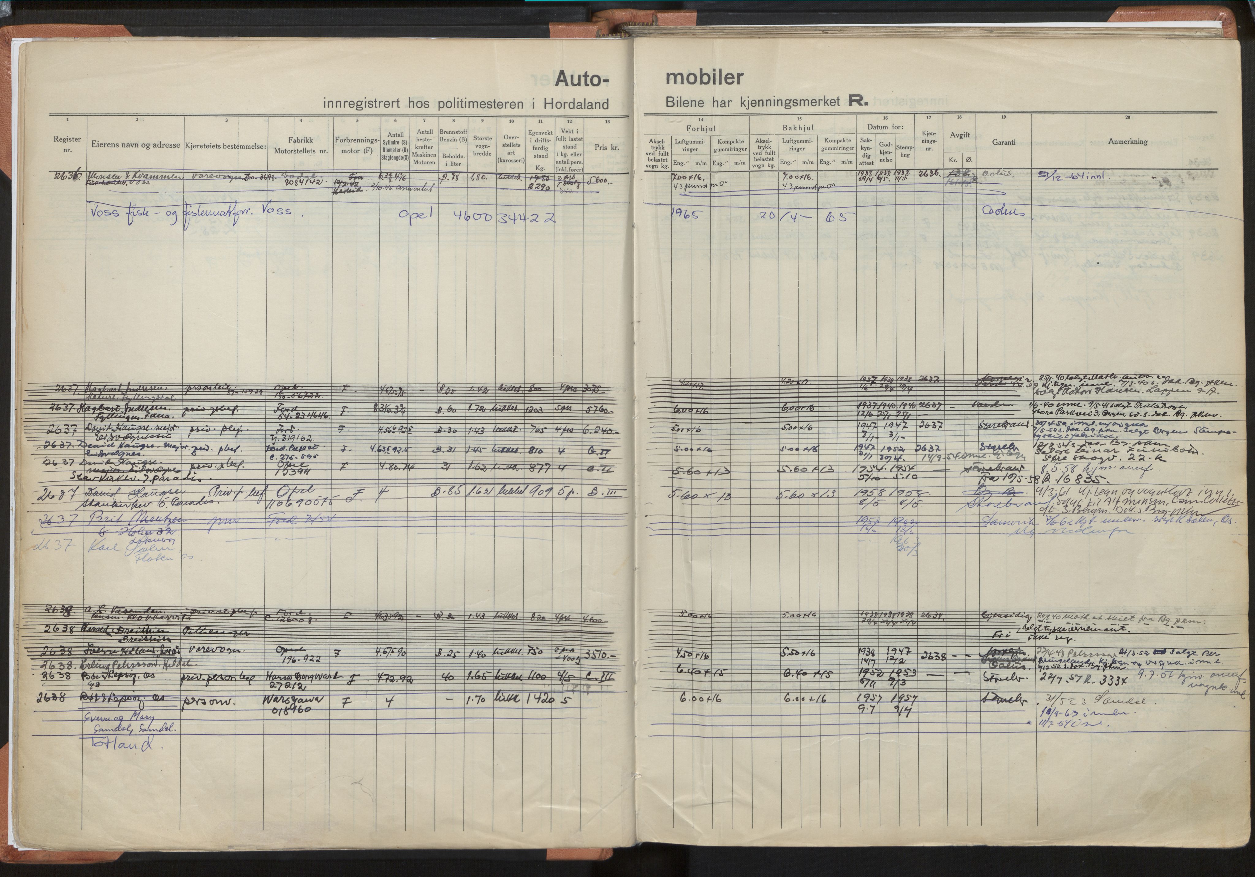 Statens vegvesen, Hordaland vegkontor, AV/SAB-A-5201/2/O/Oa/L0008: Bil - R-2615-3313, 1915-1970