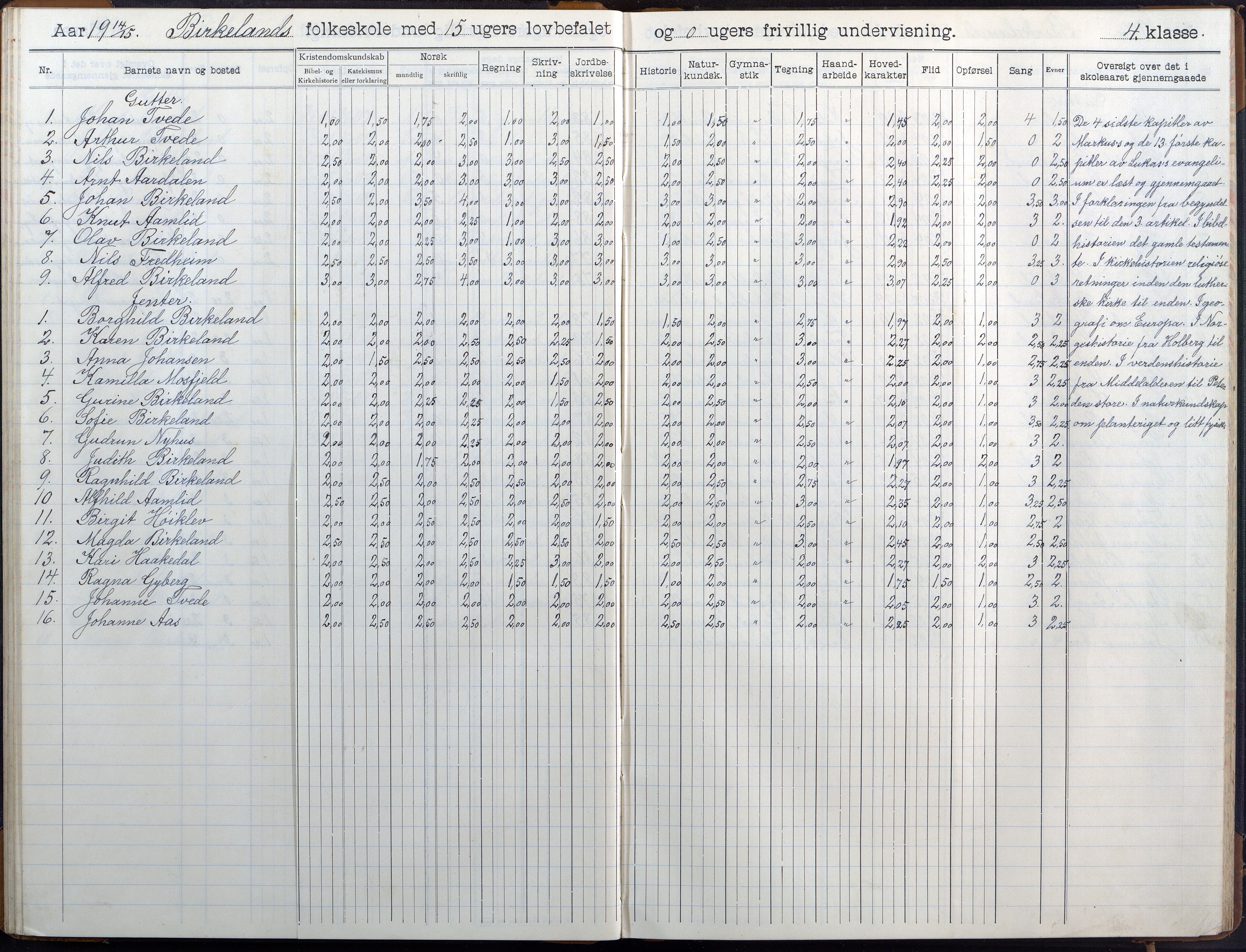 Birkenes kommune, Birkenes krets/Birkeland folkeskole frem til 1991, AAKS/KA0928-550a_91/F02/L0007: Skoleprotokoll, 1907-1931