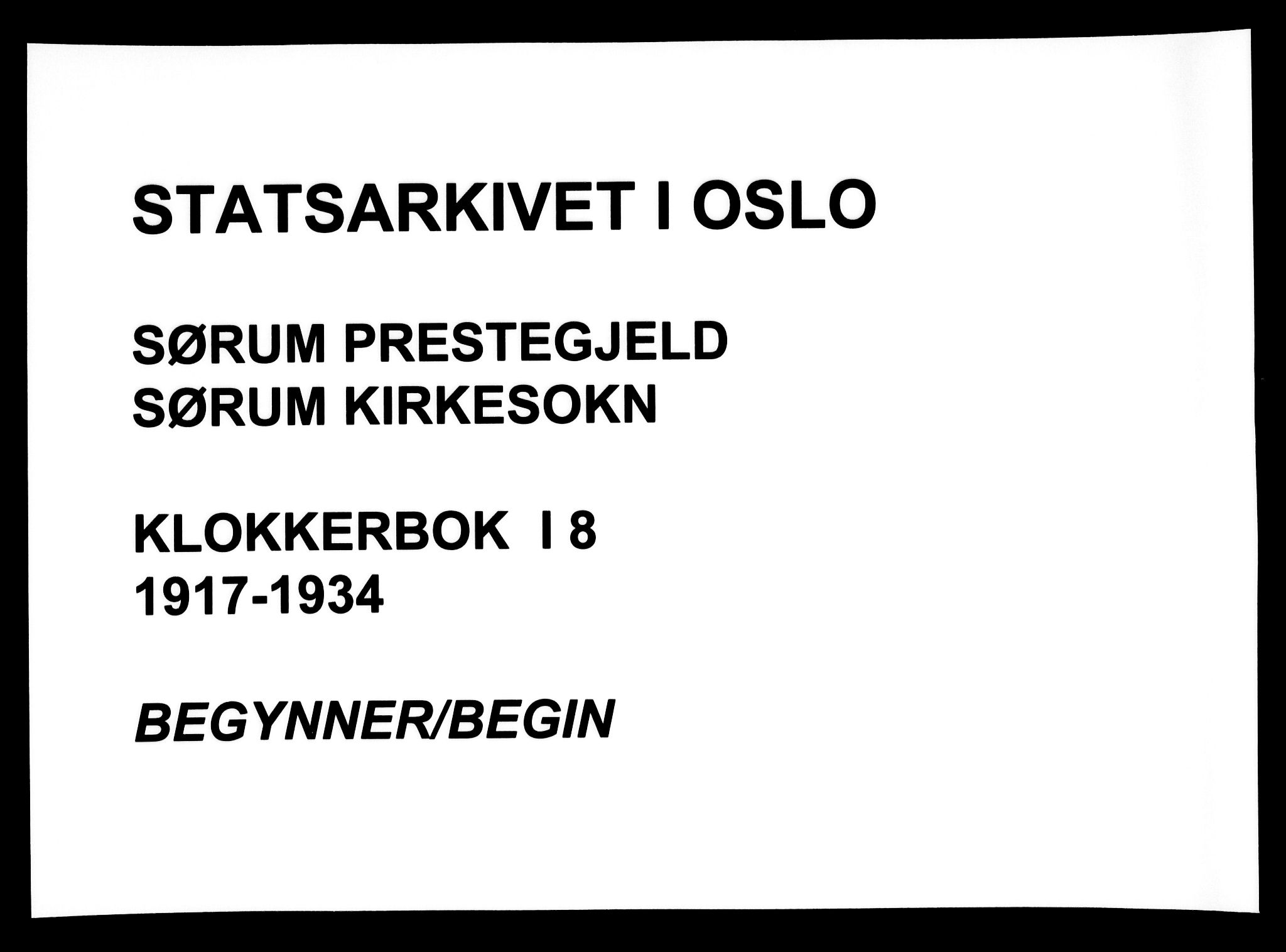 Sørum prestekontor Kirkebøker, SAO/A-10303/G/Ga/L0008: Klokkerbok nr. I 8, 1917-1934